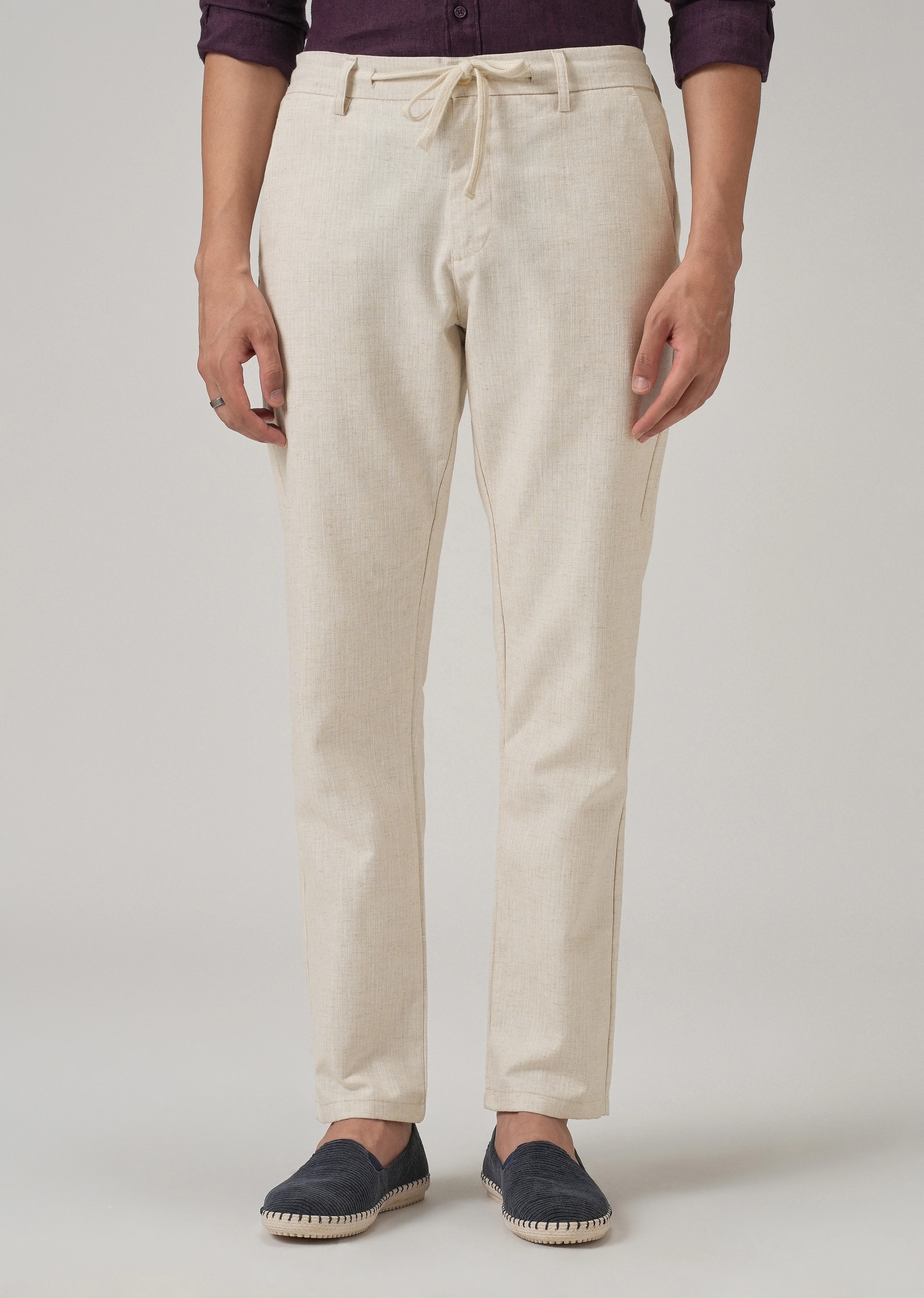 Light Beige Blended Linen Pant - Image 3
