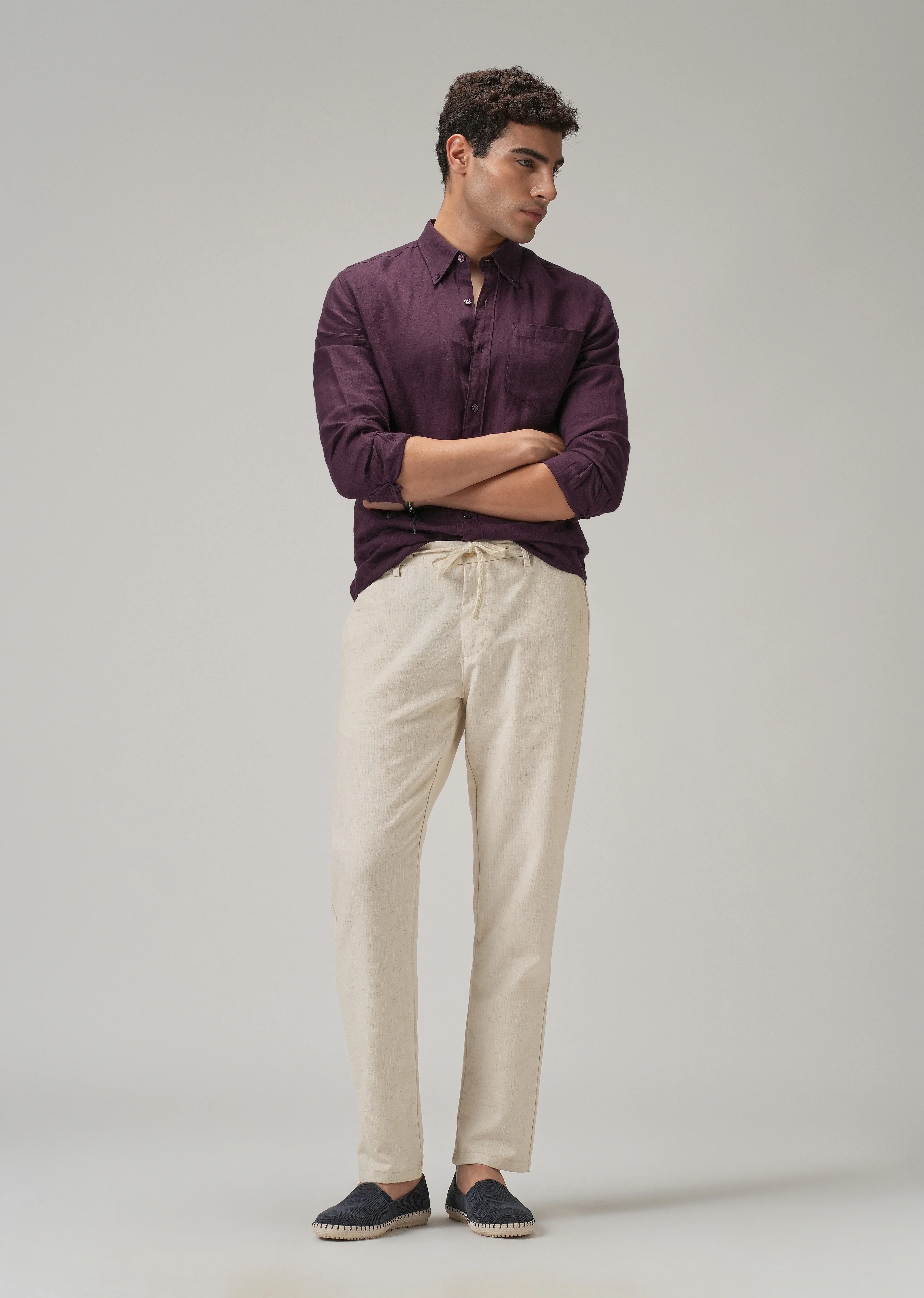 Light Beige Blended Linen Pant - Image 6