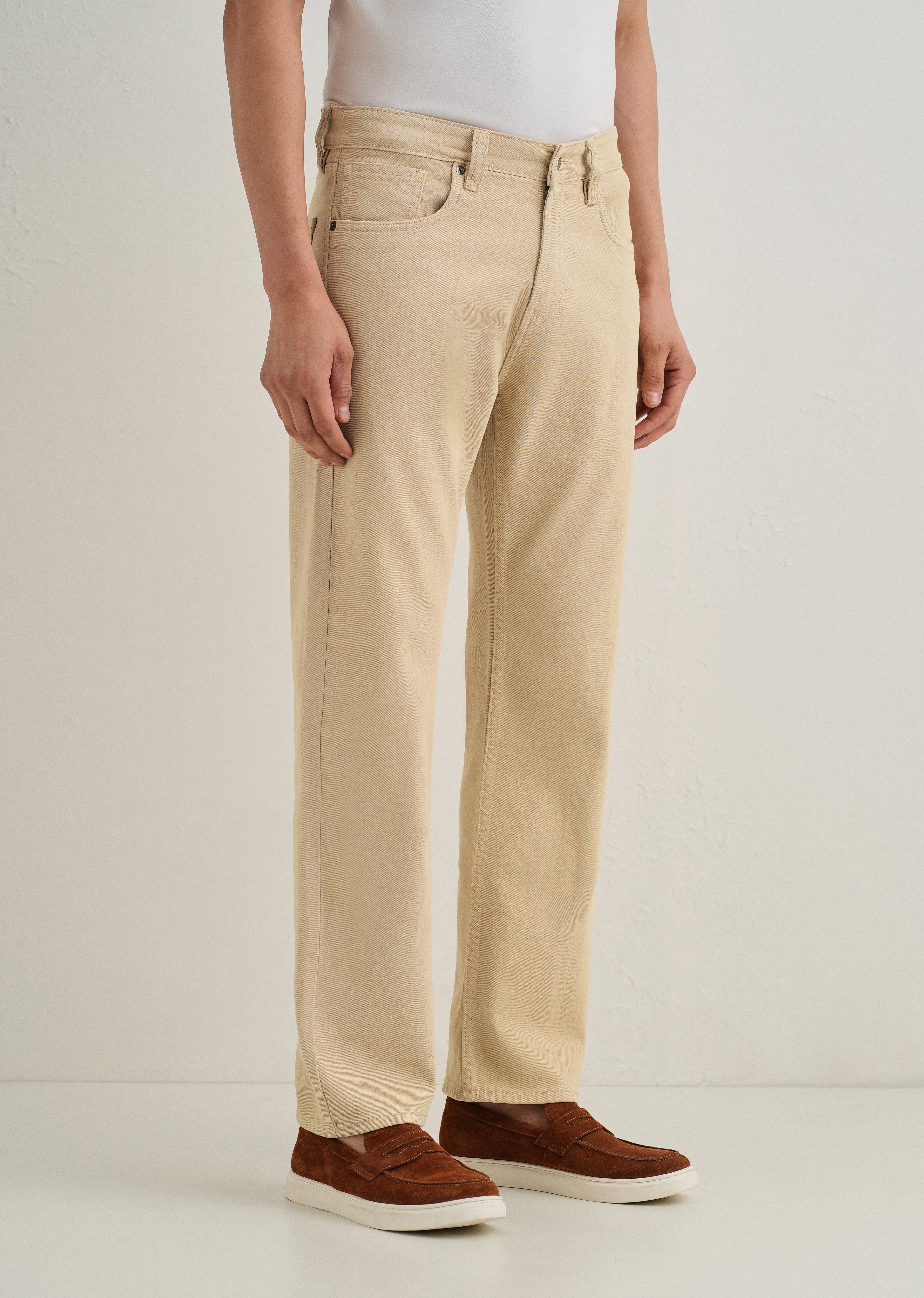 Light Beige Straight Fit Denim - Image 4