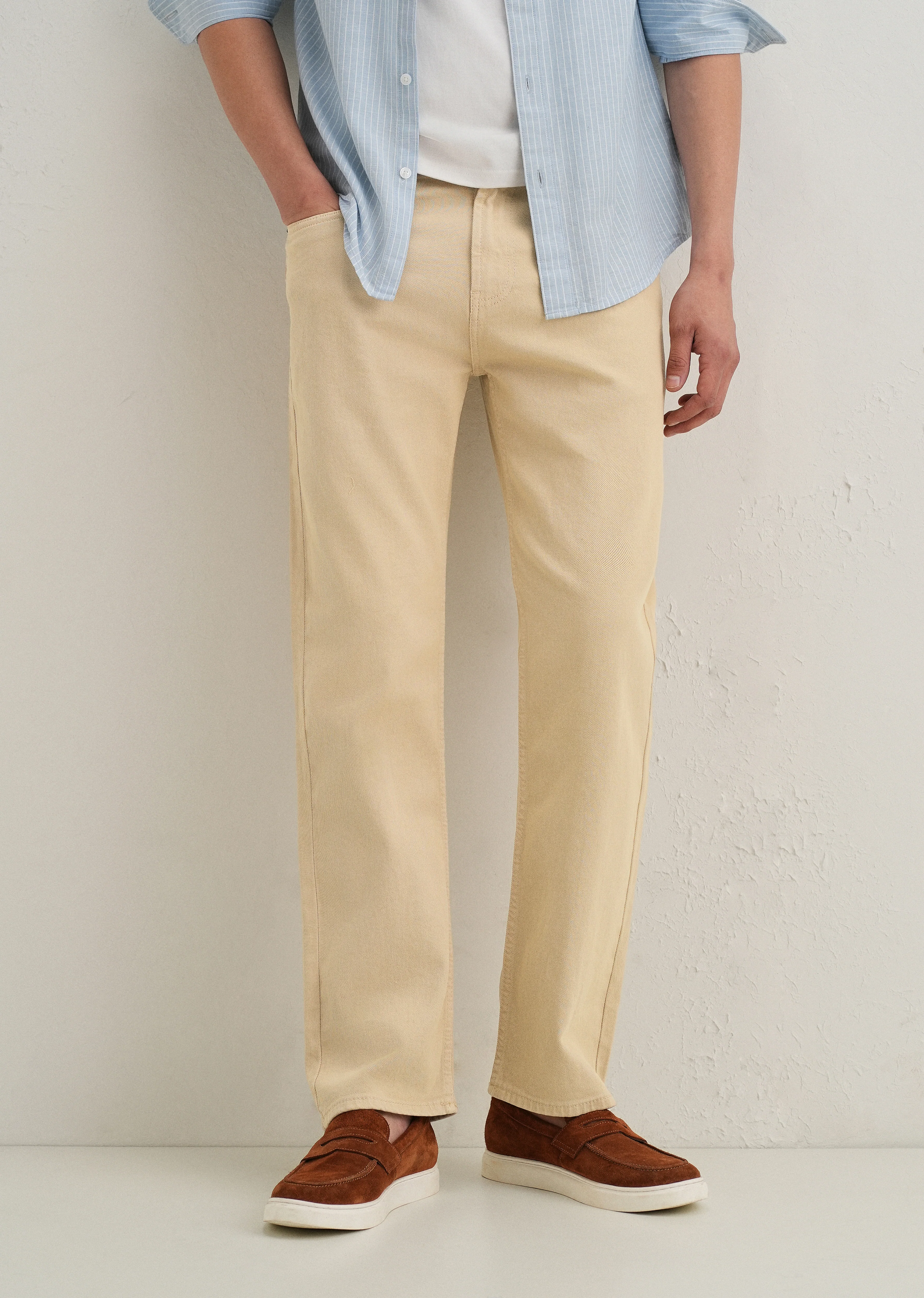 Light Beige Straight Fit Denim - Image 7