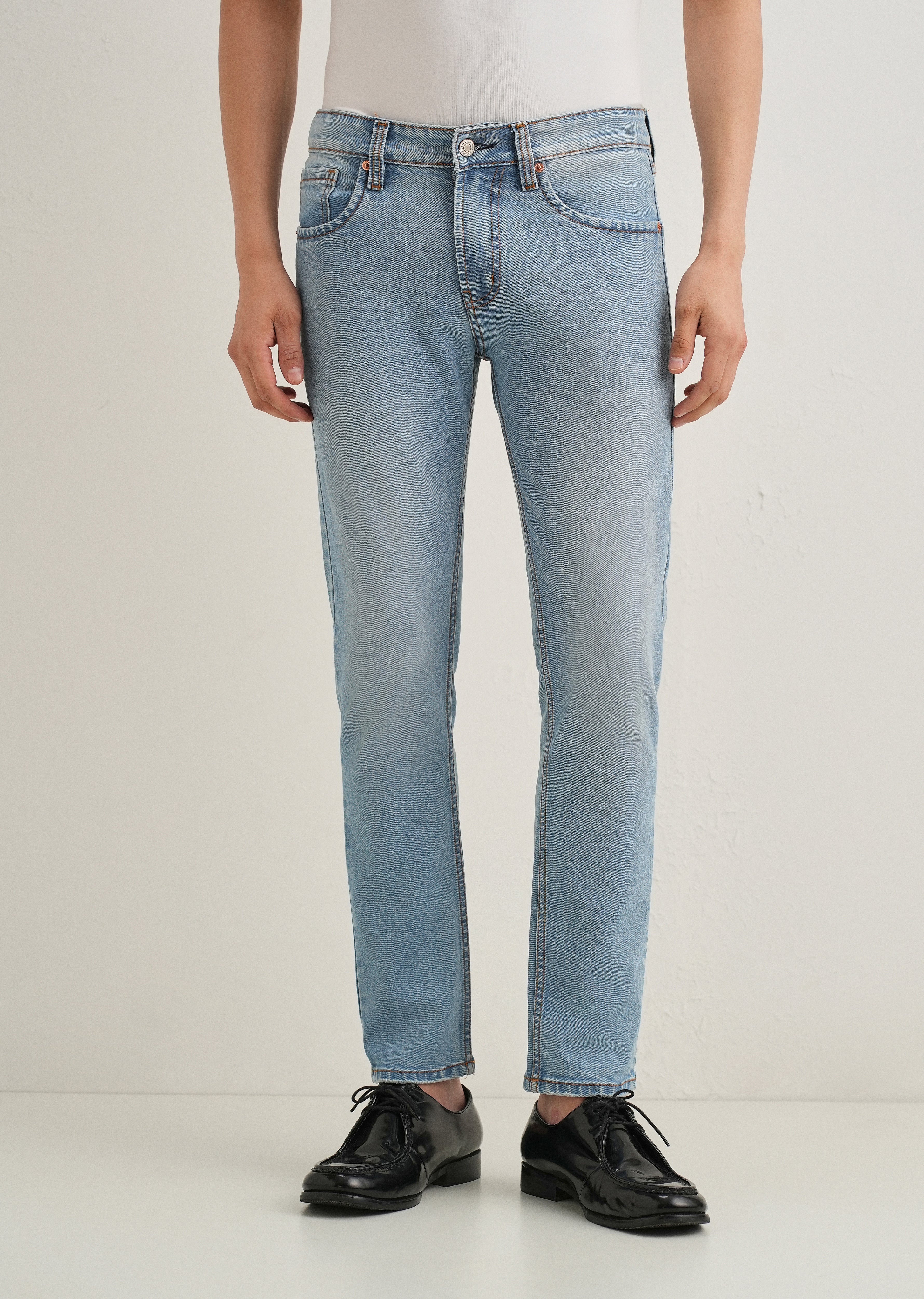 Light Blue Ankle Slim Fit Jeans - Image 3