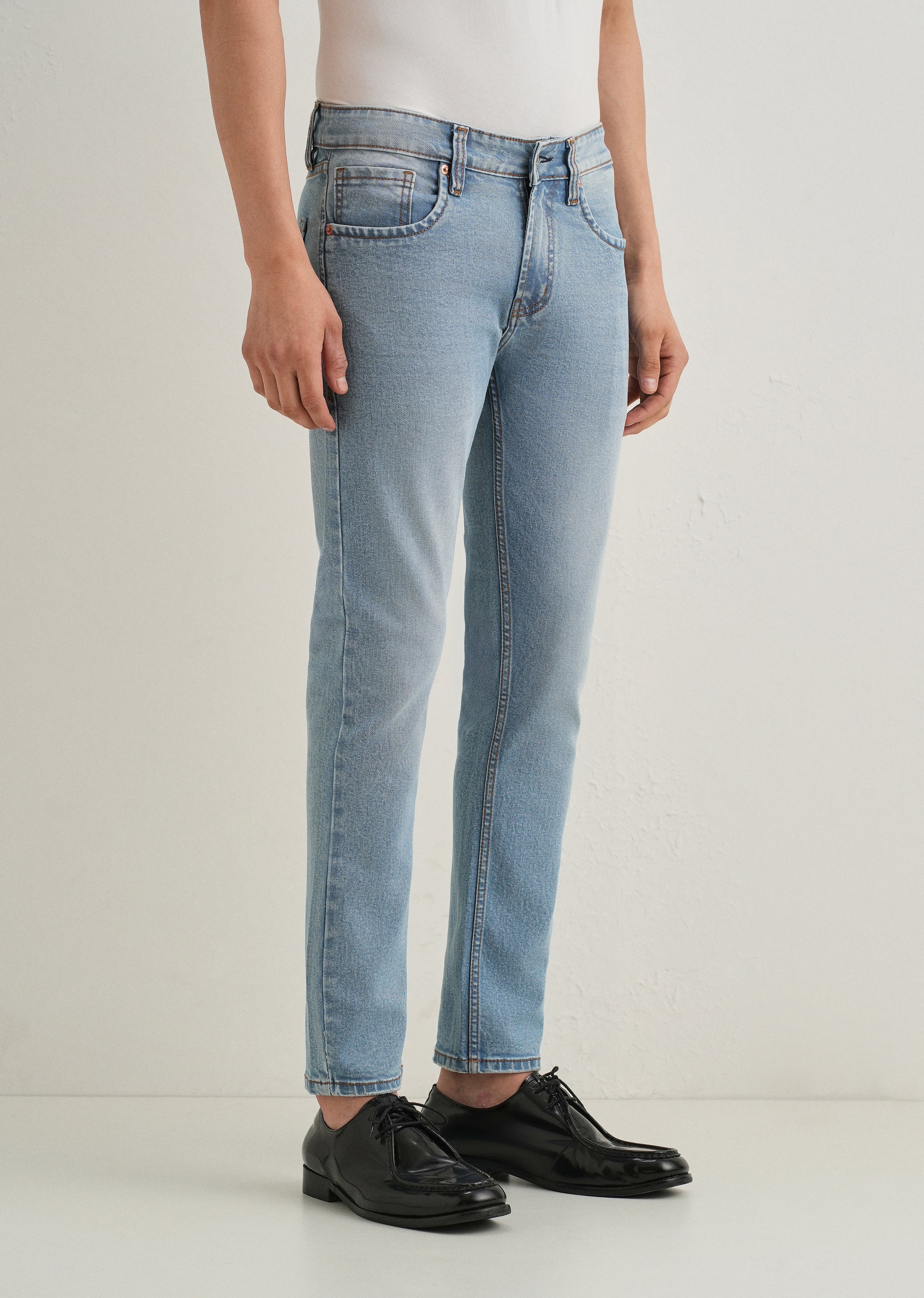 Light Blue Ankle Slim Fit Jeans - Image 4