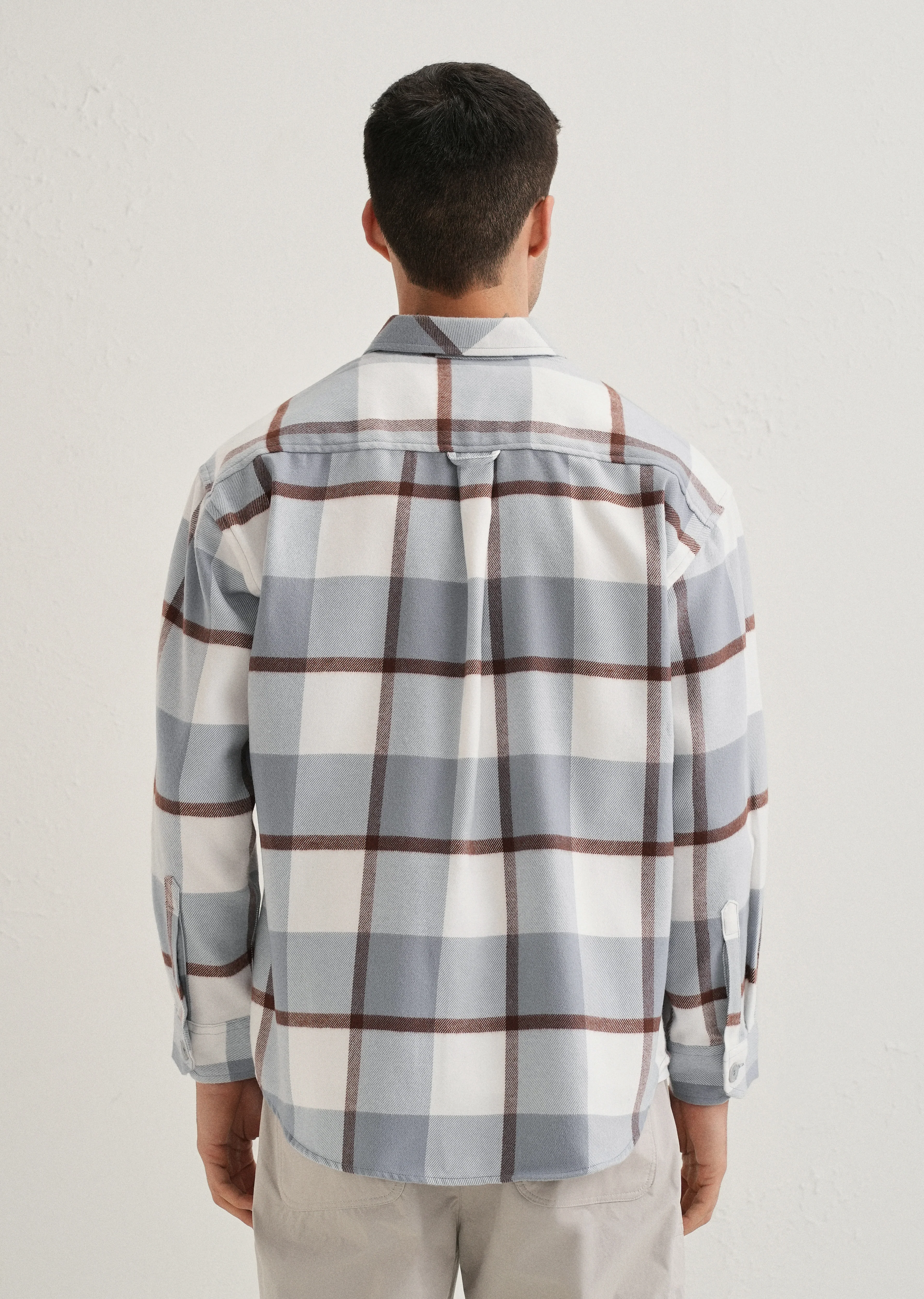Light Blue Checked Relaxed Fit Shacket - Image 2