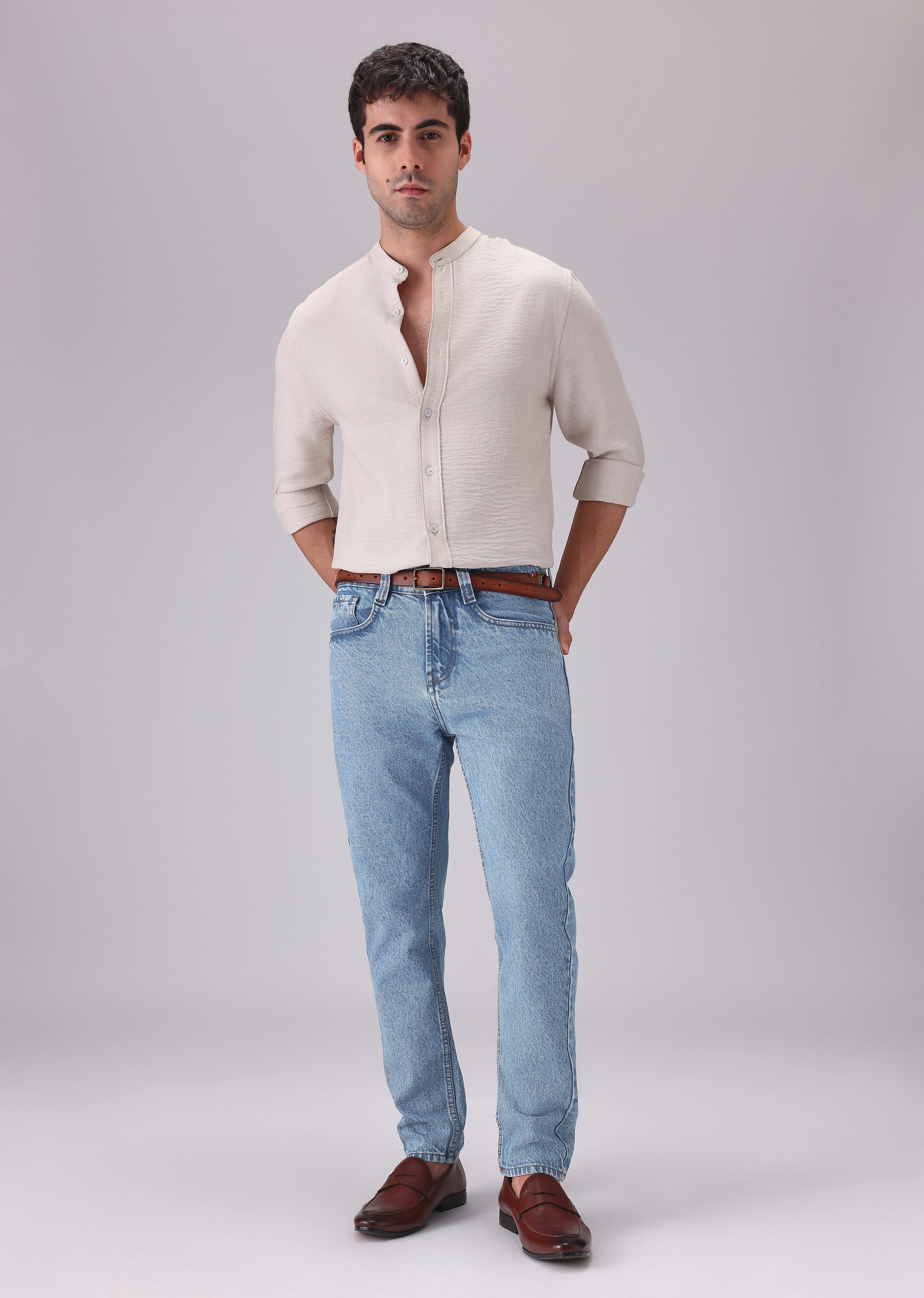 Light Blue Wash Carrot Fit Jeans - Image 6