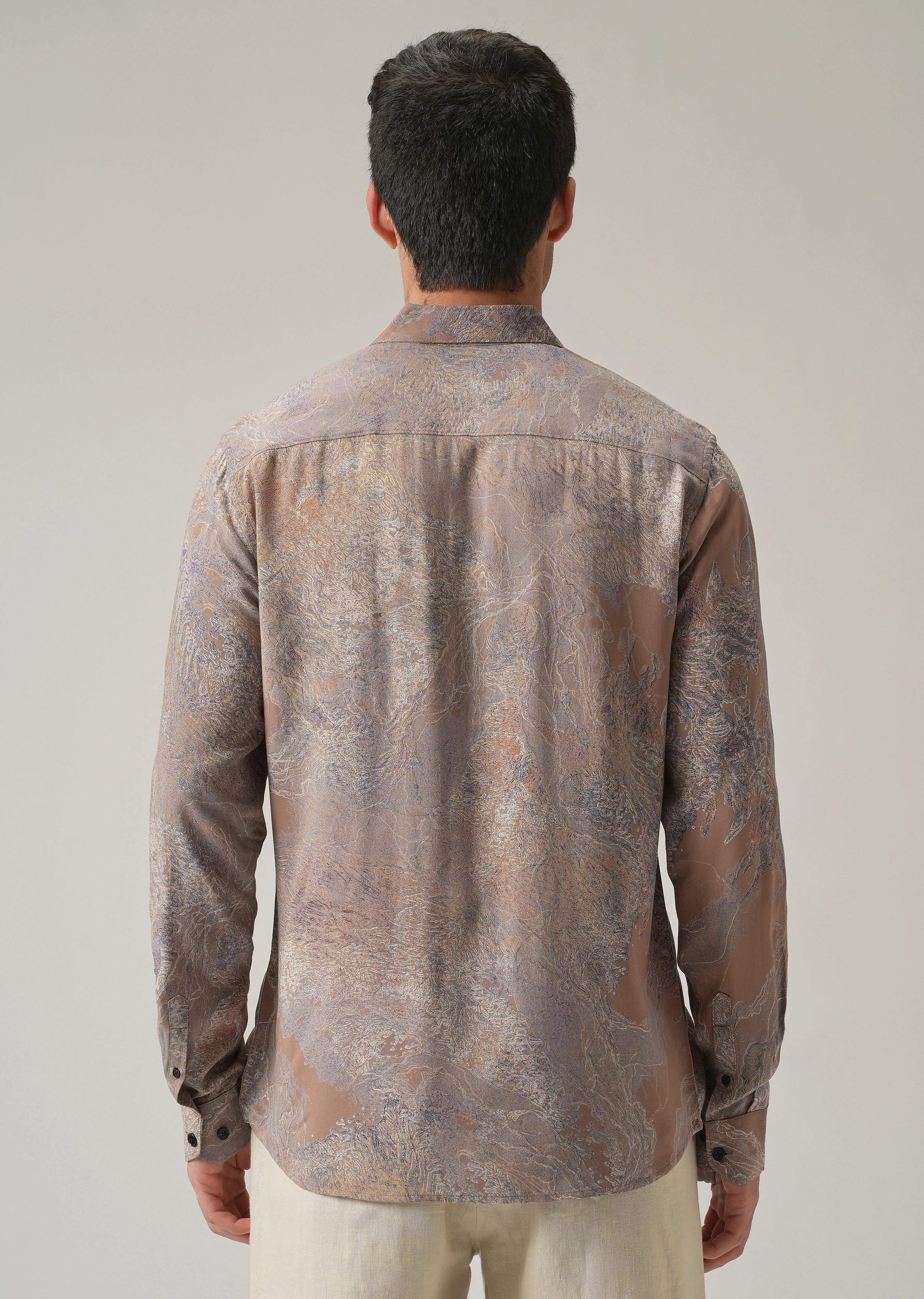 Light Brown Intricate Print Feather Shirt - Image 2