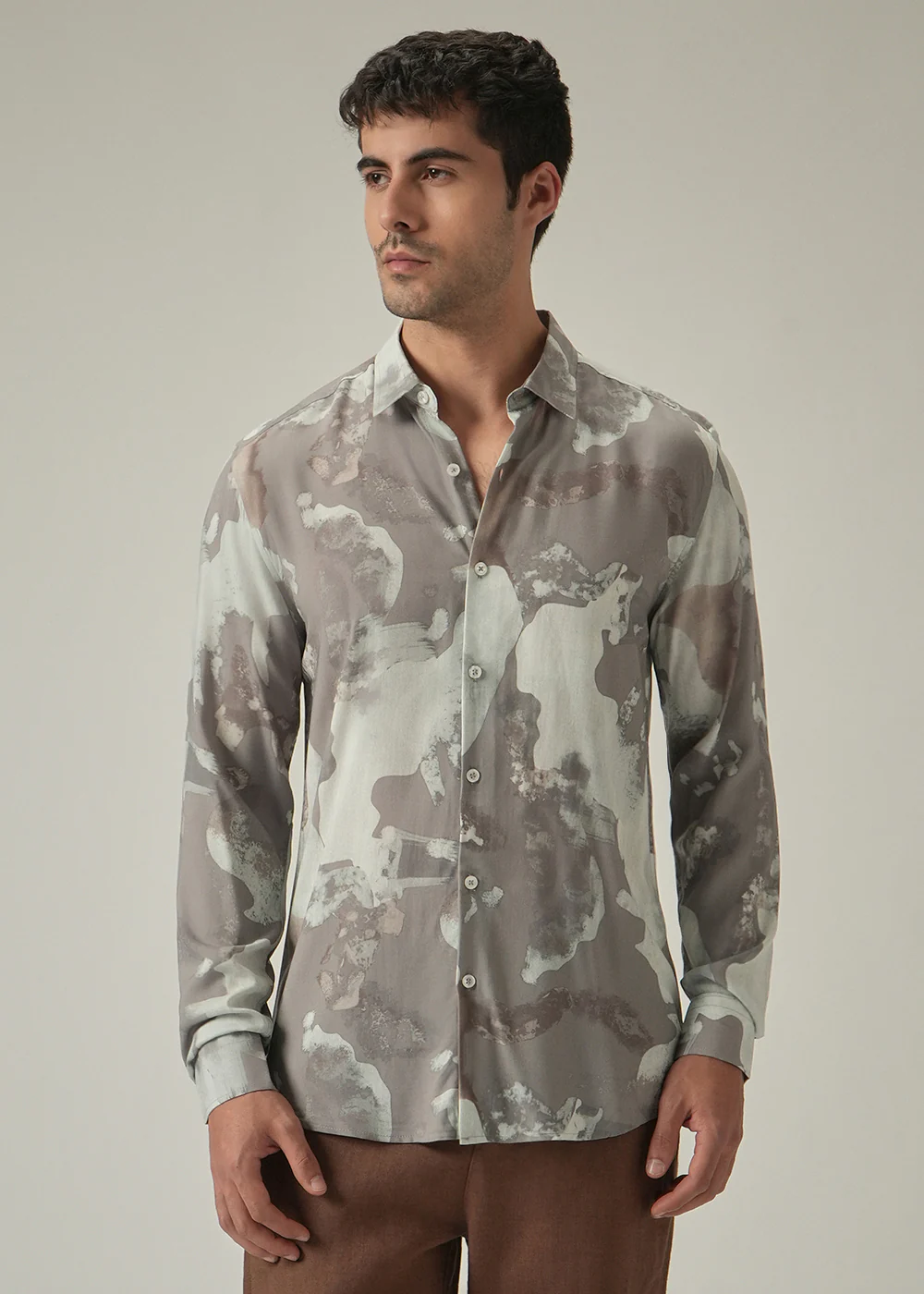 Light Brown Print Shirt - Image 3