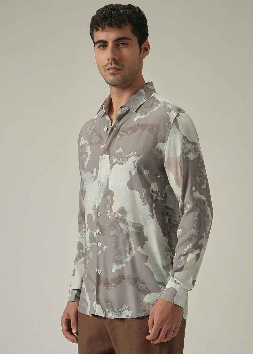 Light Brown Print Shirt - Image 4