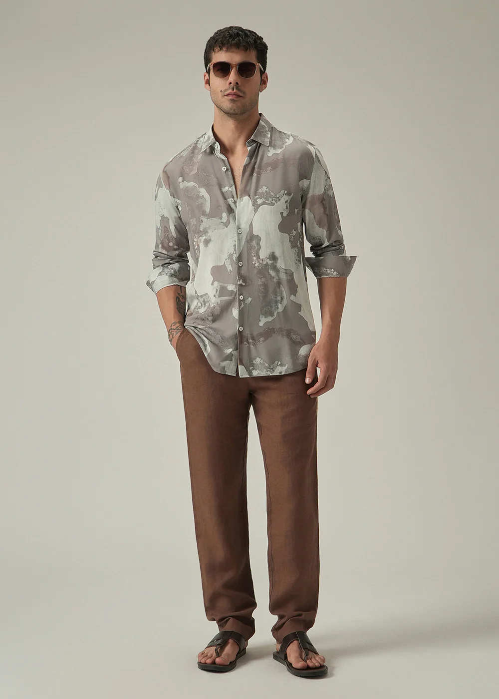 Light Brown Print Shirt - Image 6