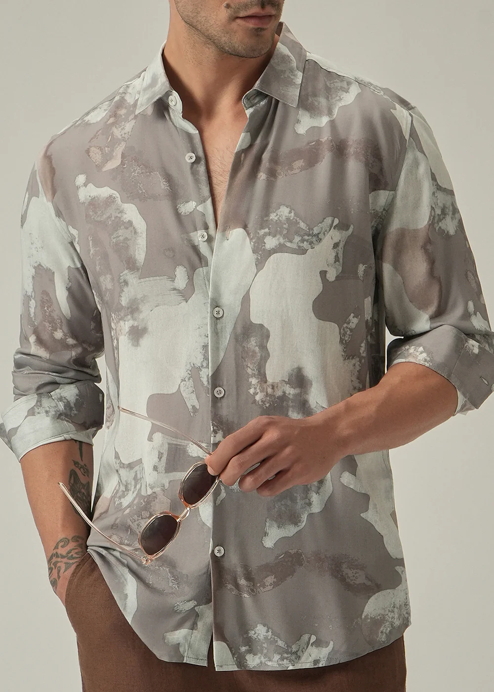 Light Brown Print Shirt - Image 7