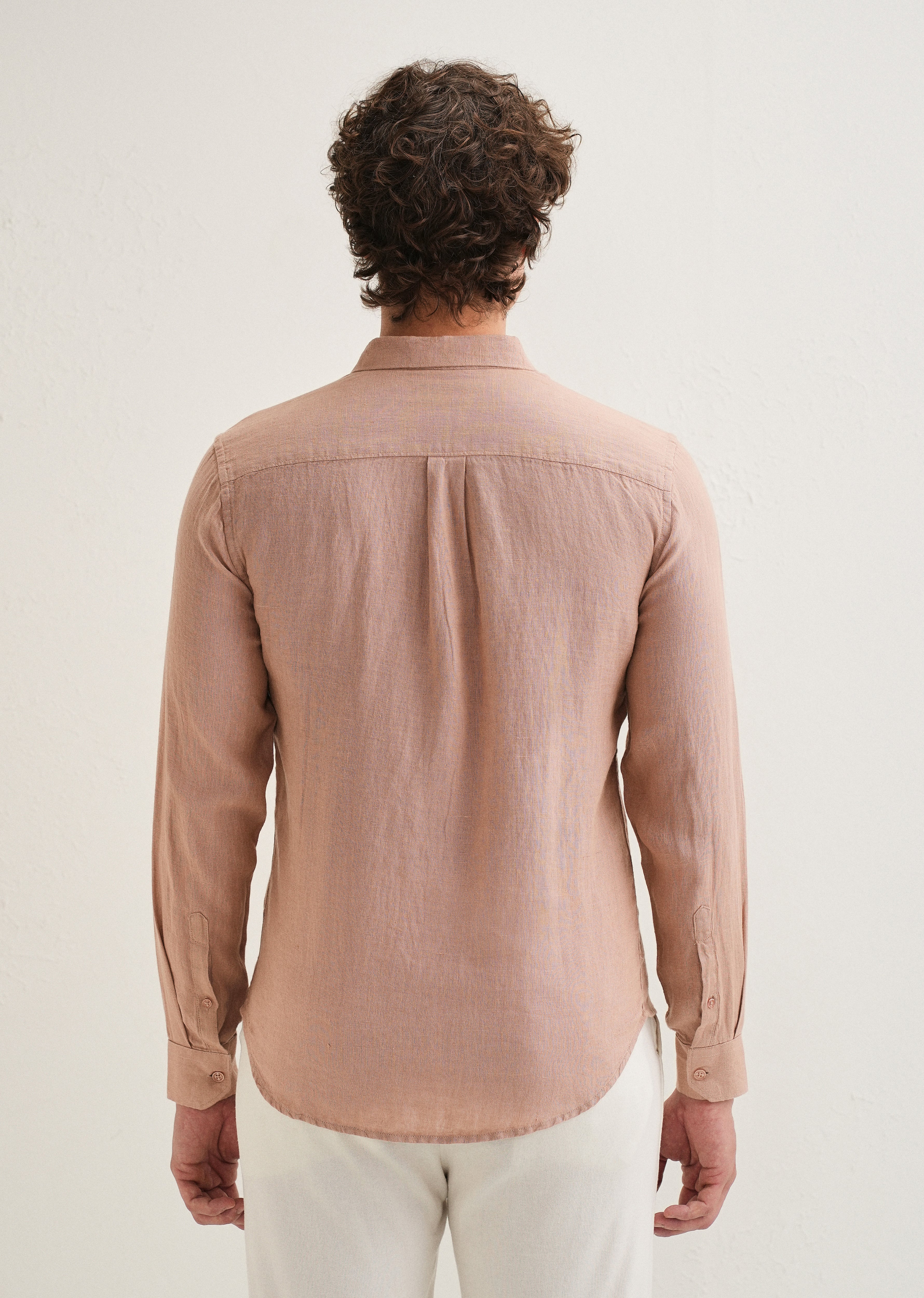 Light Brown Pure Linen Shirt - Image 4