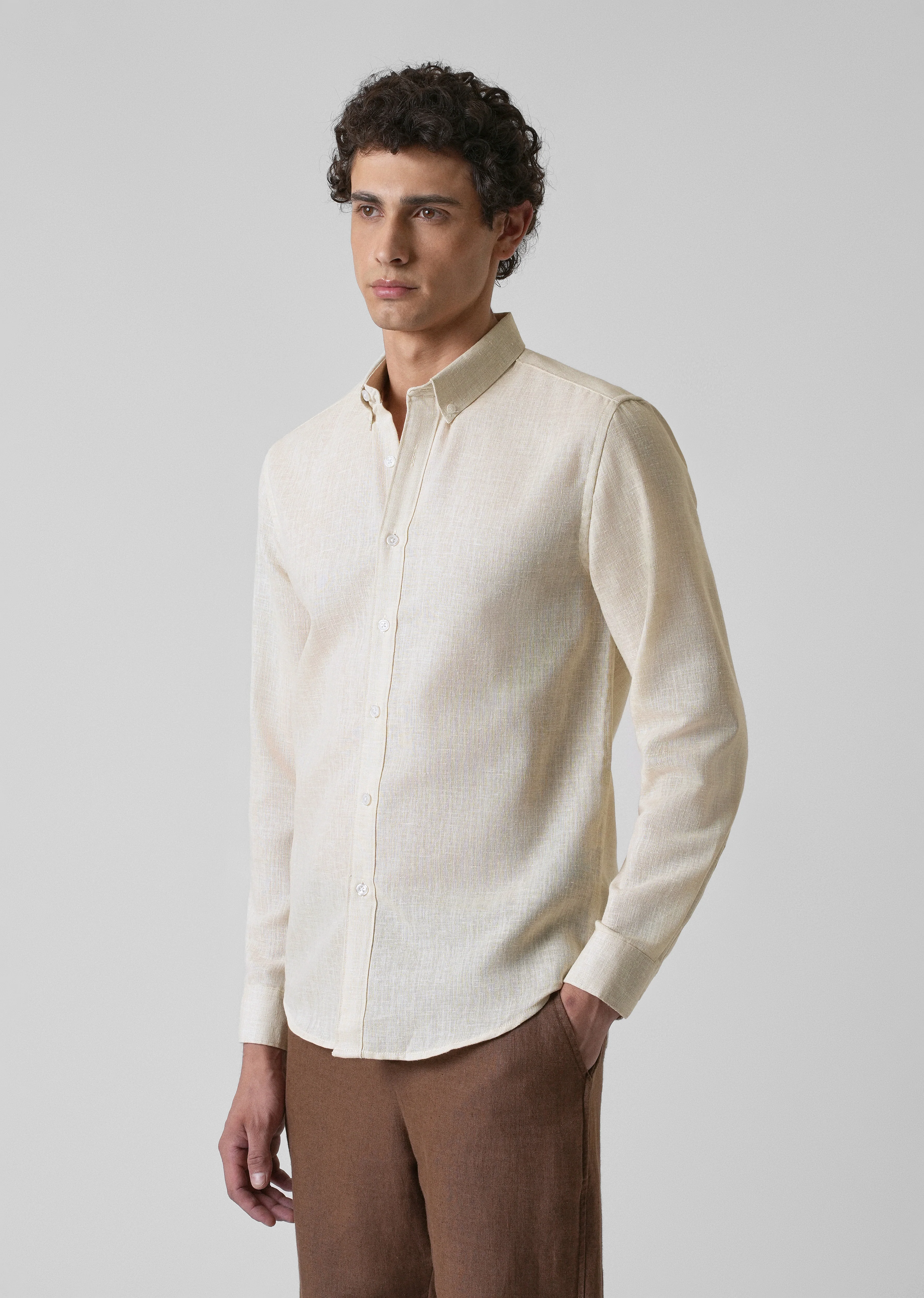Light Cream Blended Linen shirt - Image 4