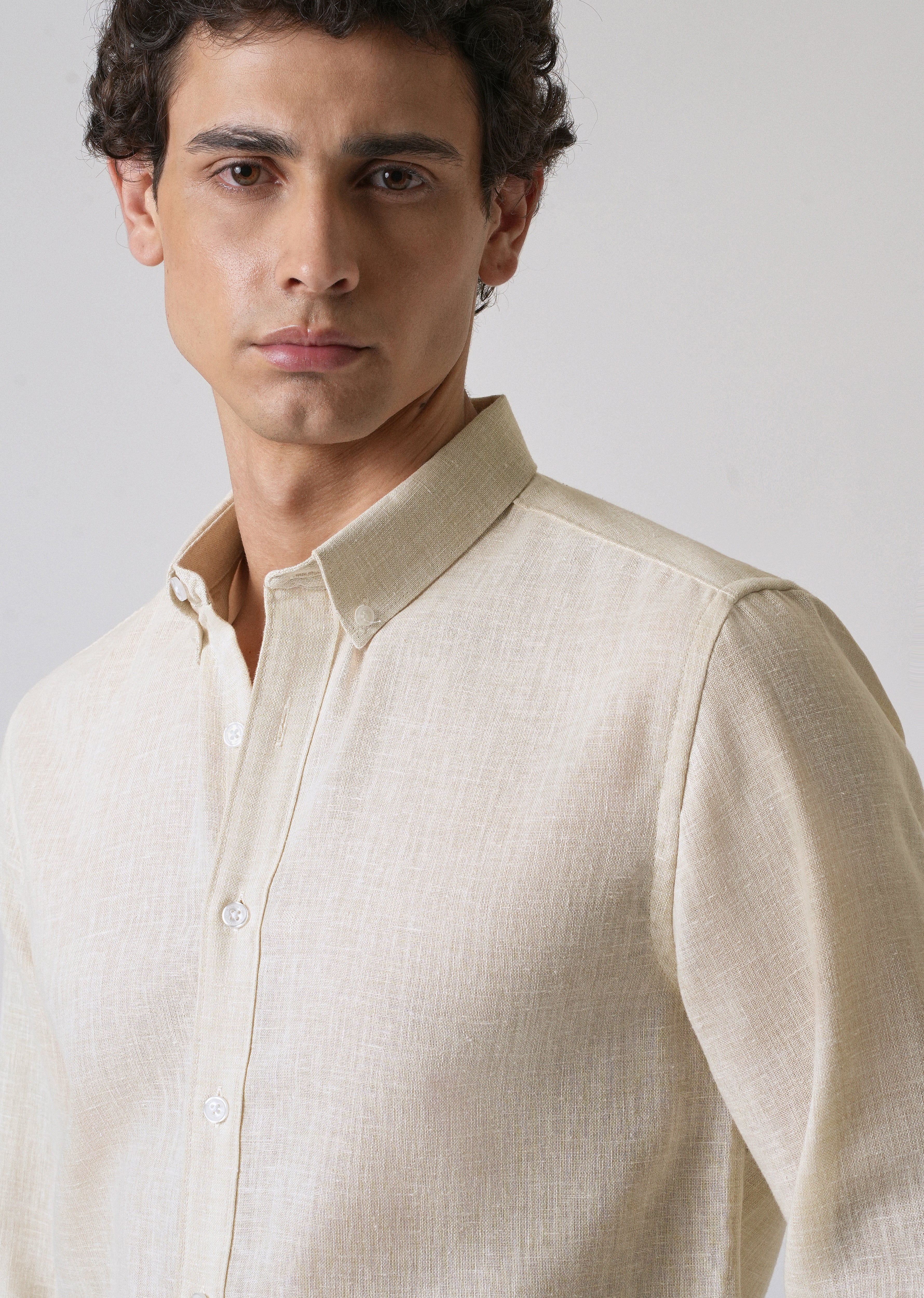 Light Cream Blended Linen shirt - Image 5