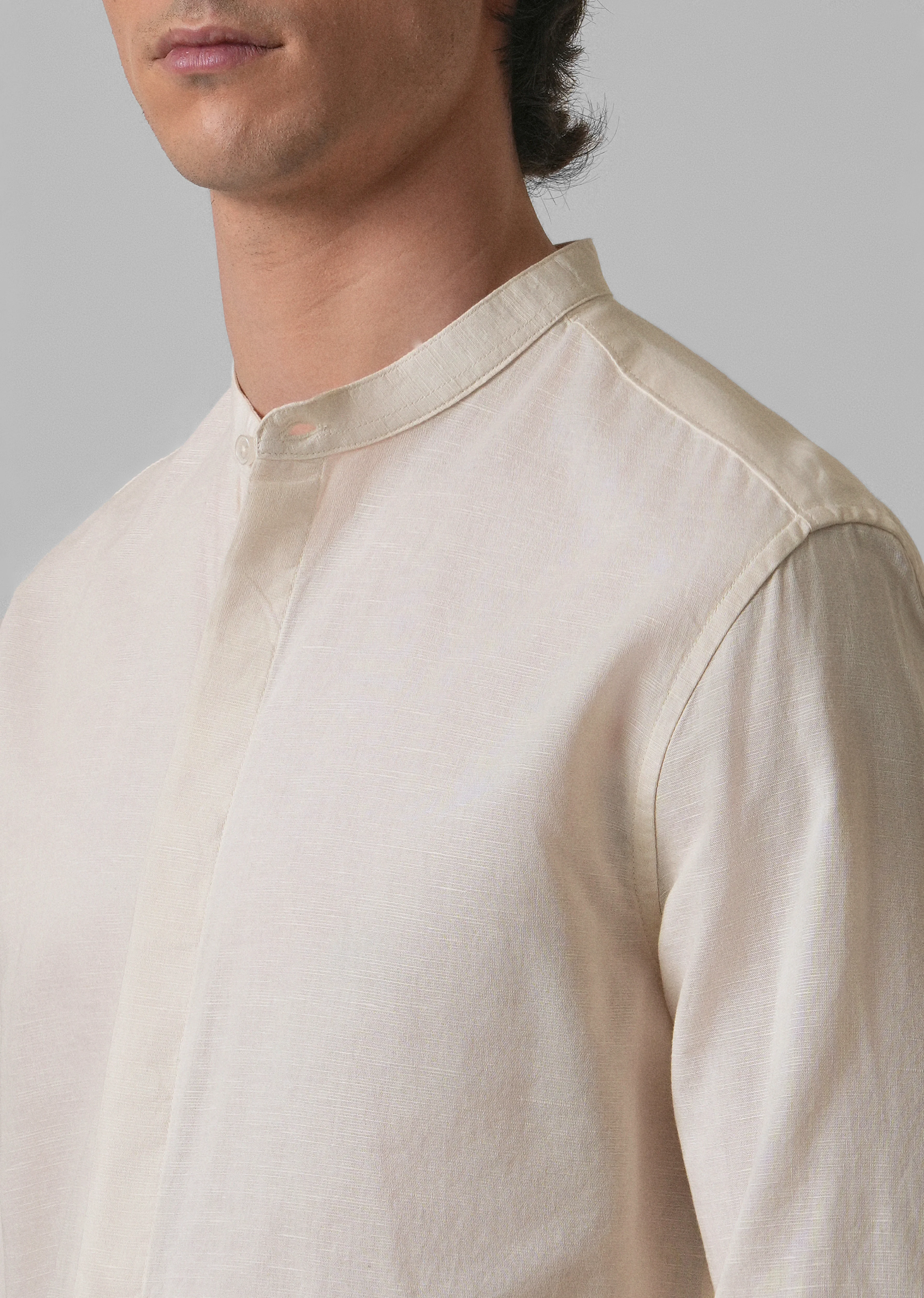 Light Cream Cotton Linen Shirt - Image 5