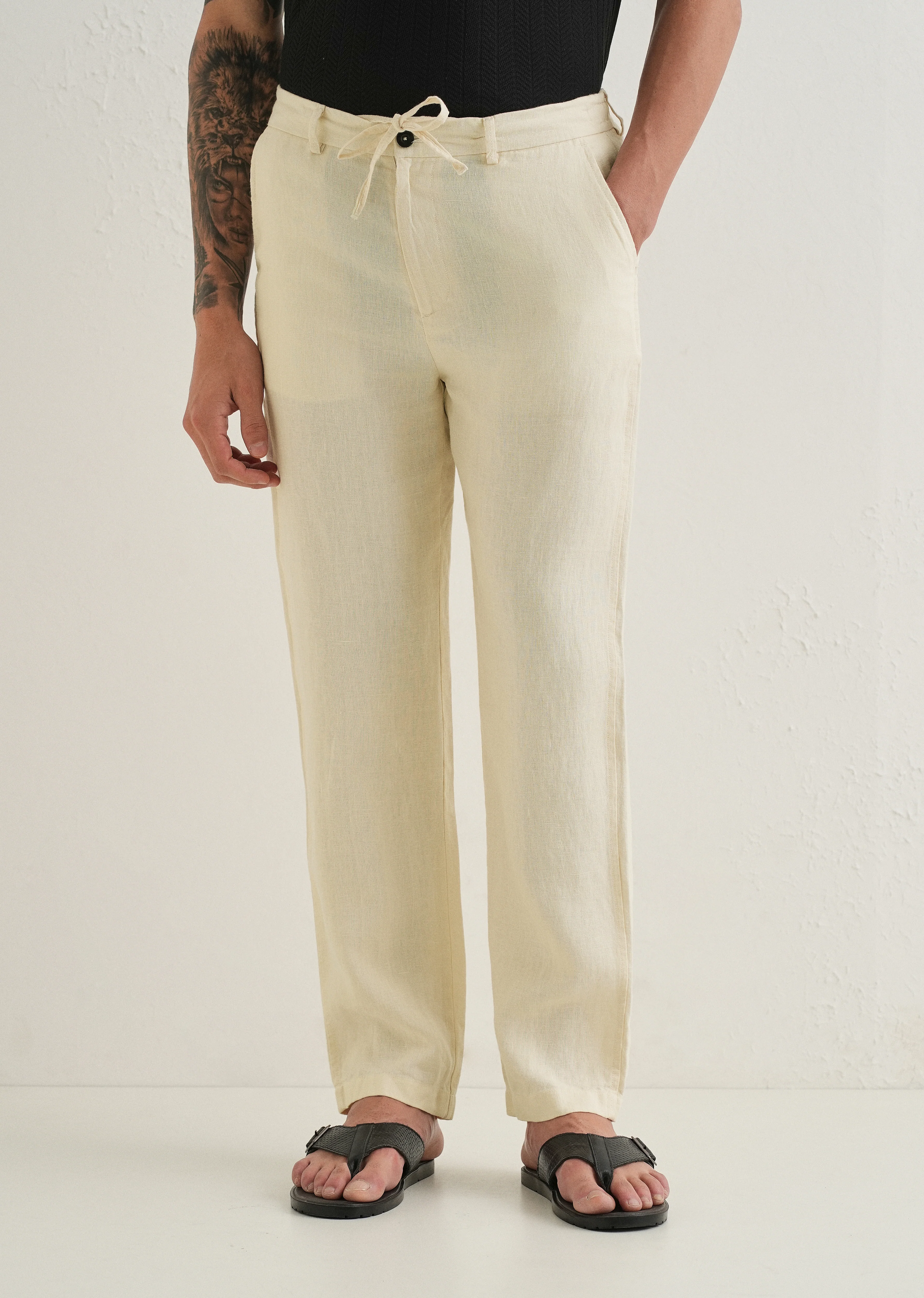 Light Cream Linen Pant - Image 3