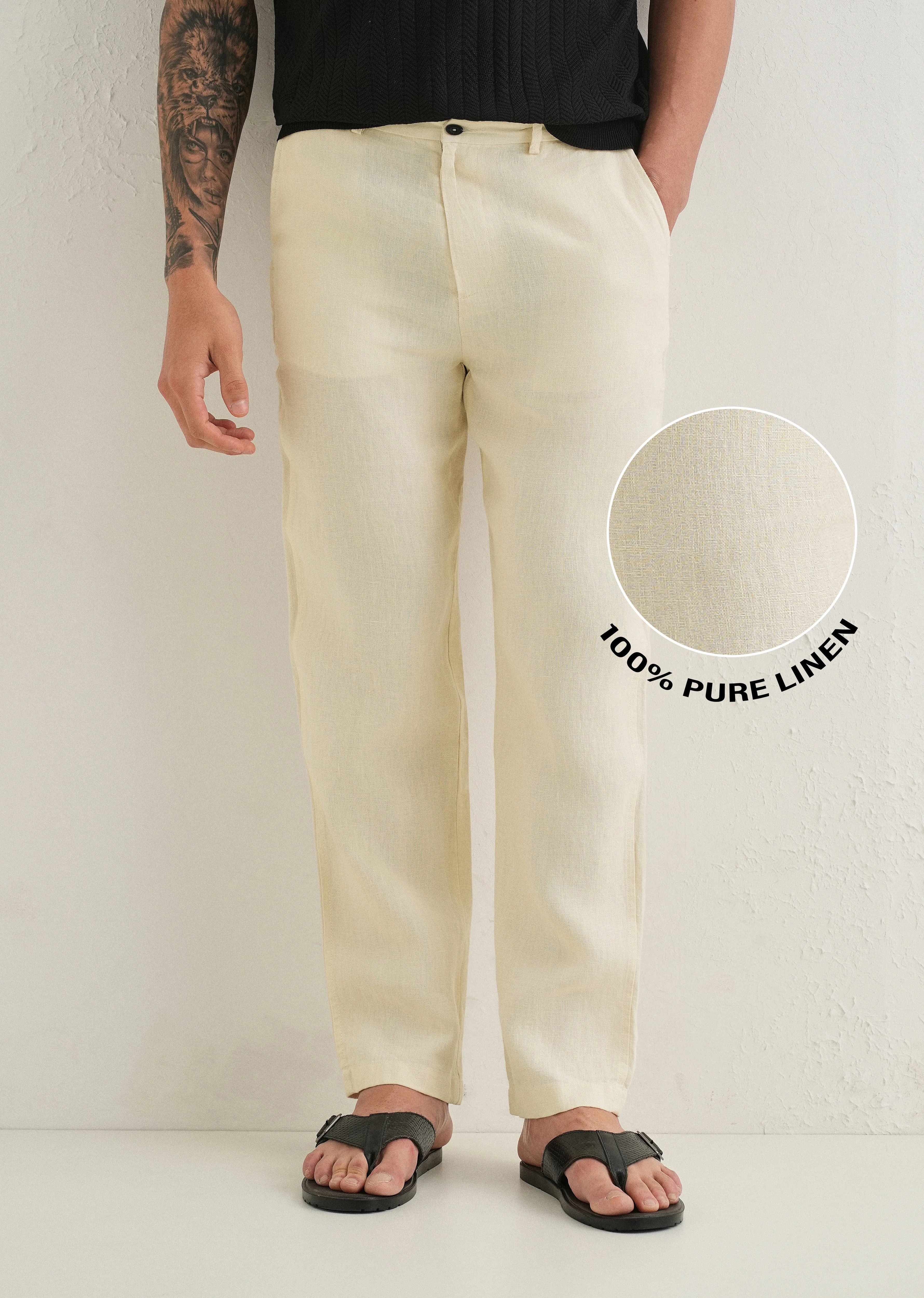 Light Cream Linen Pant - Image 7