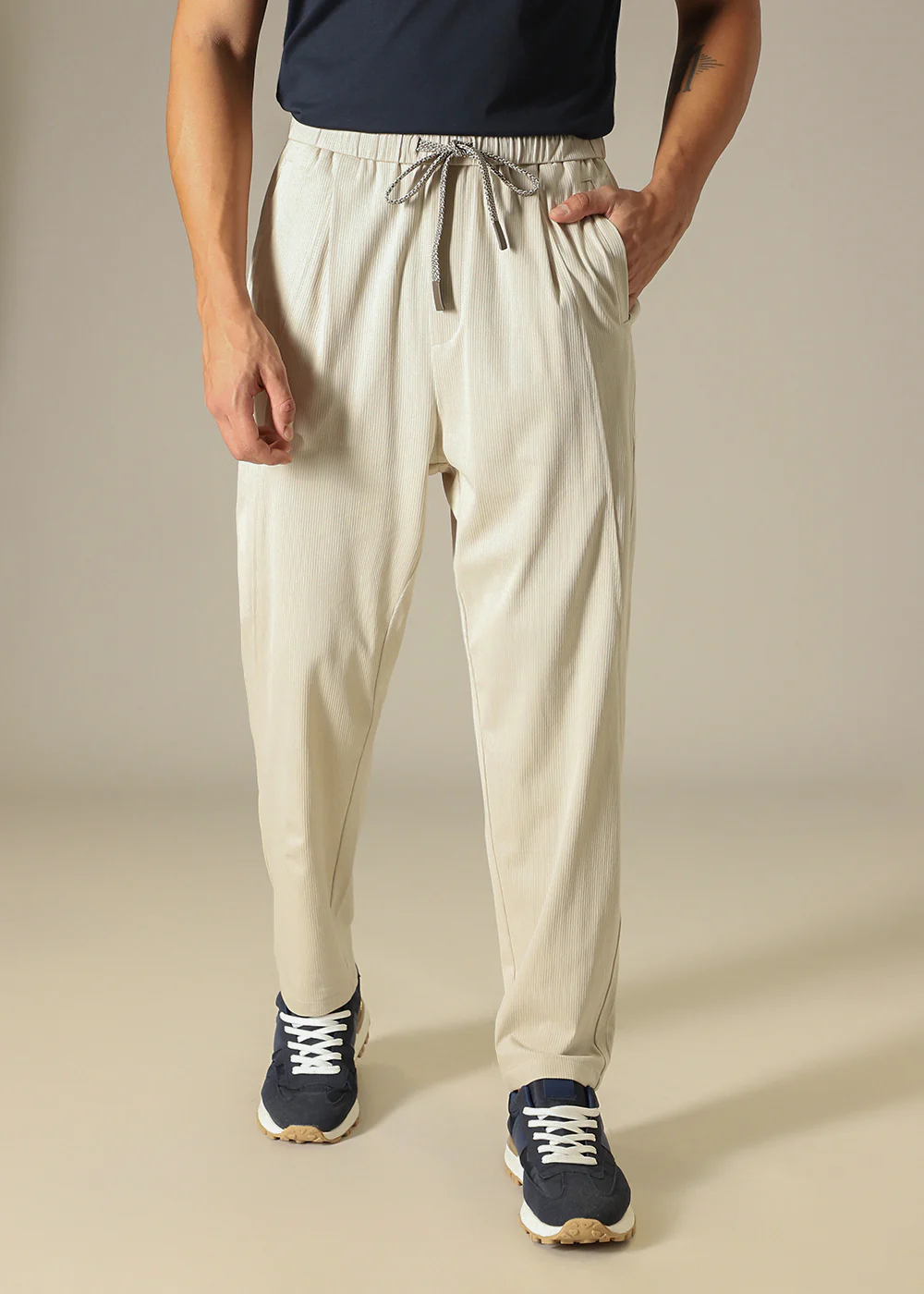 Light Cream Relaxed Fit Trouser - Image 3
