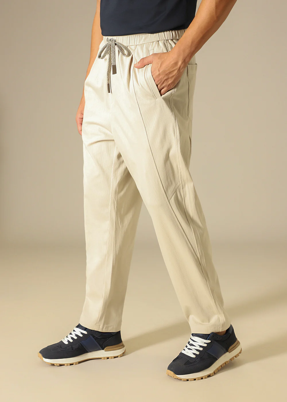Light Cream Relaxed Fit Trouser - Image 5