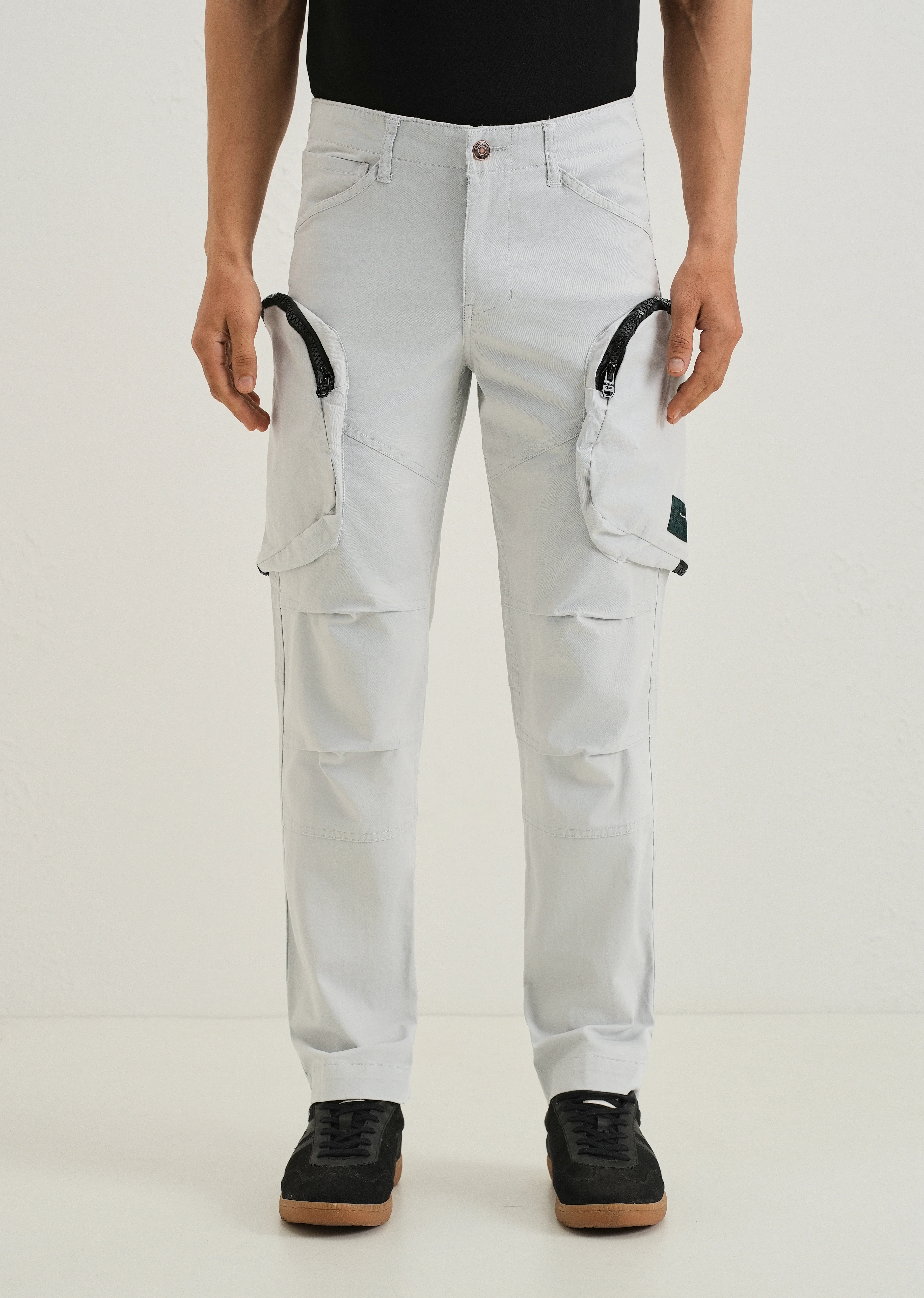 Light Gray Zipper Cargo Pant - Image 3