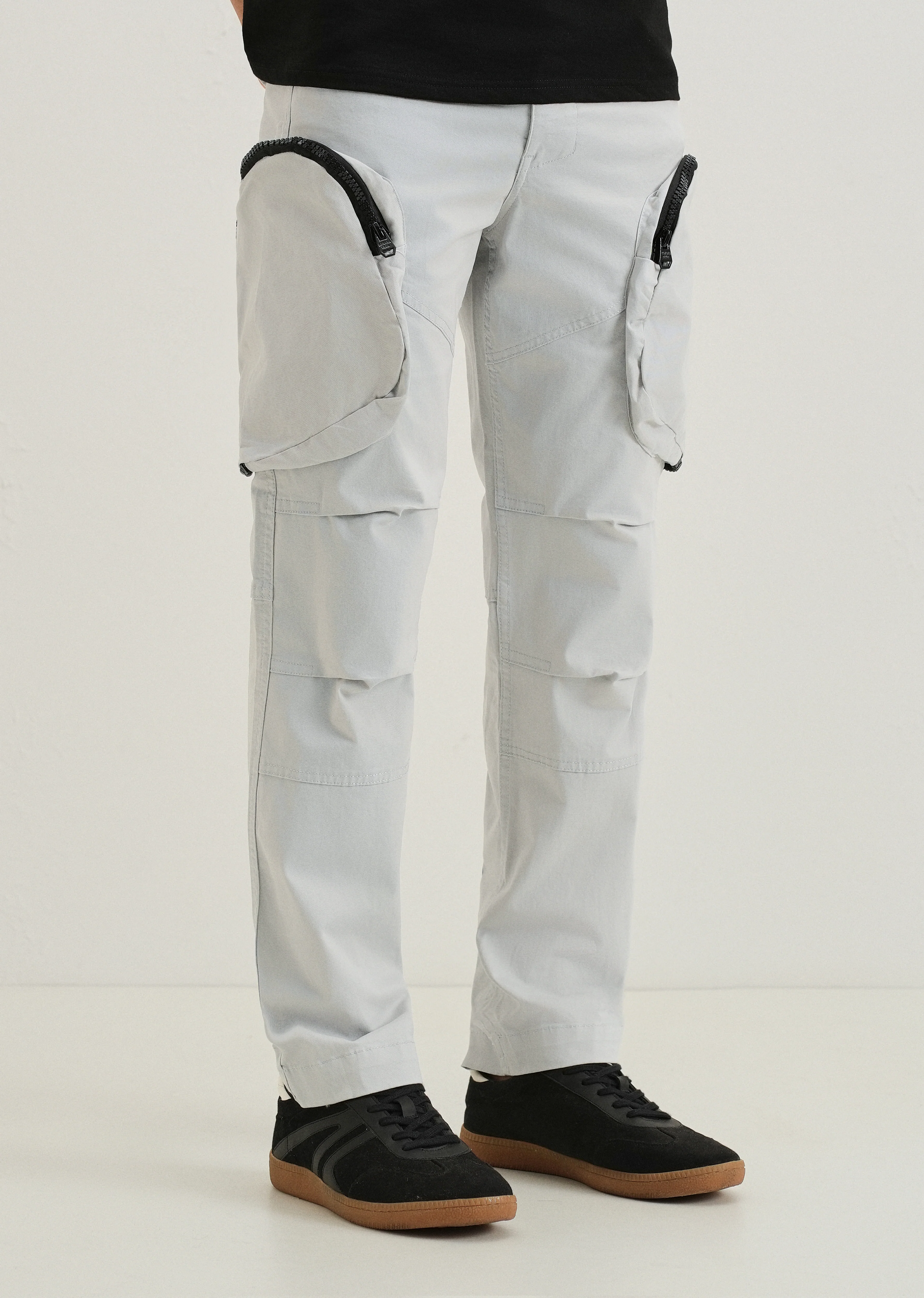Light Gray Zipper Cargo Pant - Image 8
