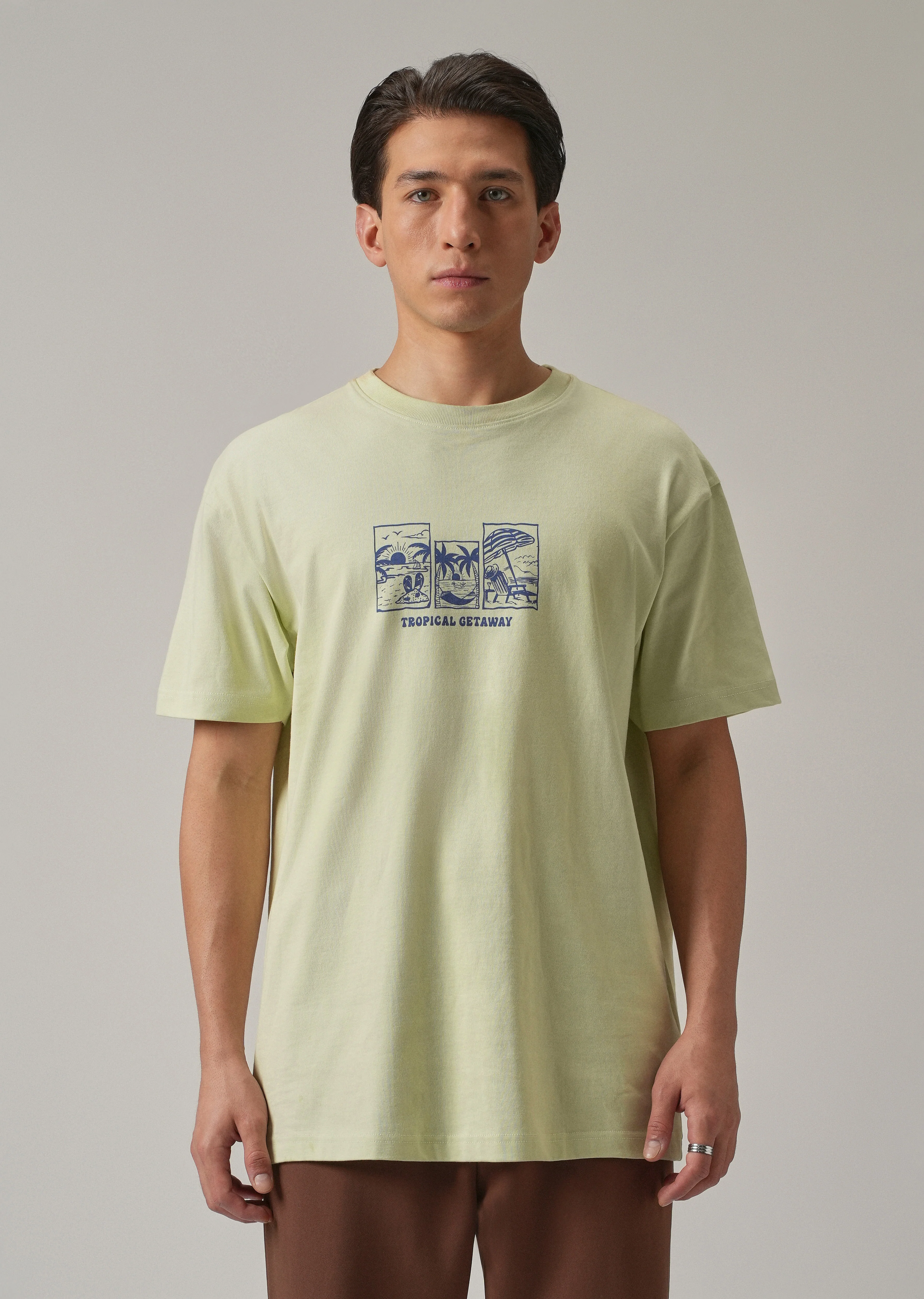 Light Green Back Printed Oversized T-Shirt - Image 2