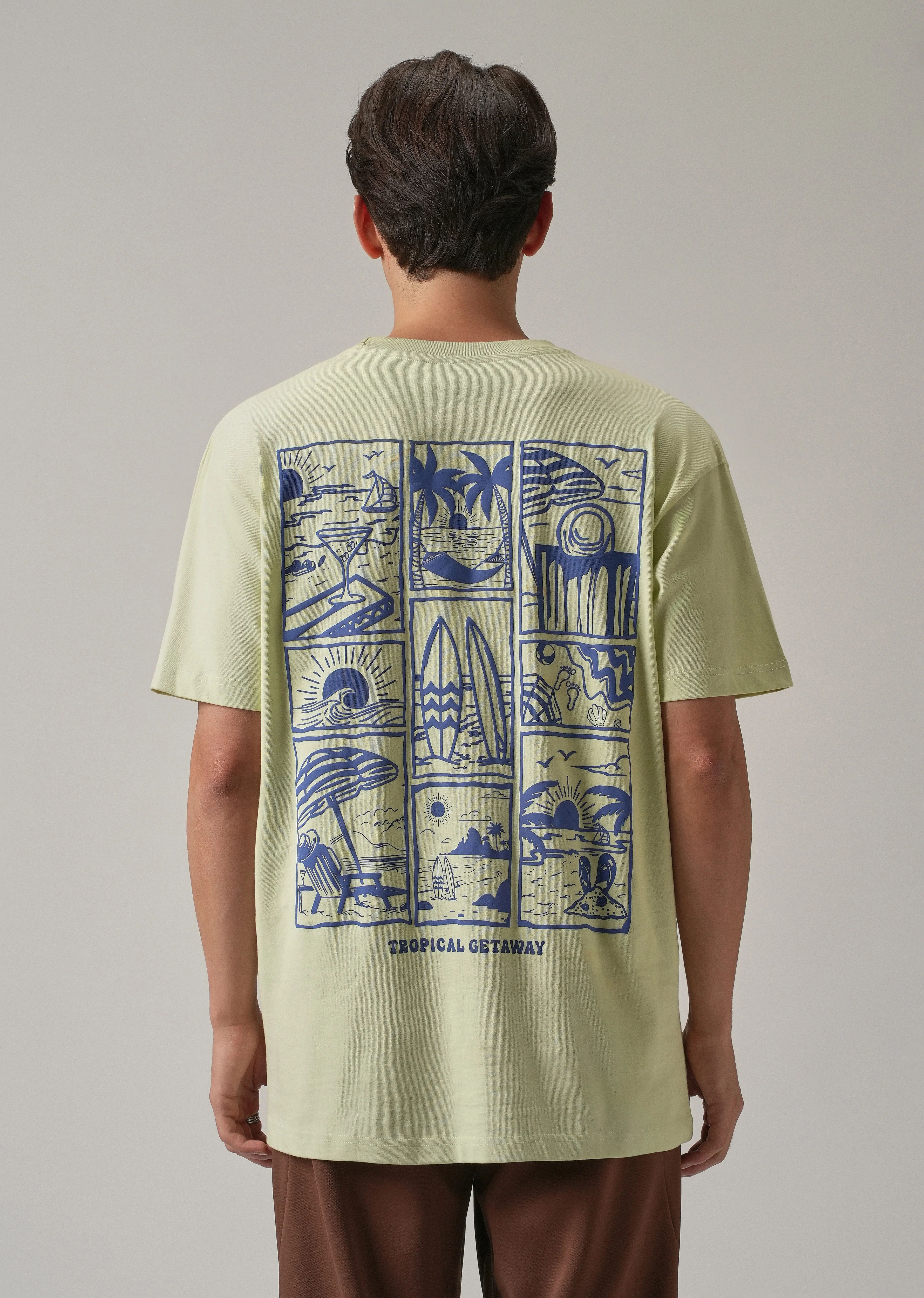 Light Green Back Printed Oversized T-Shirt - Image 3