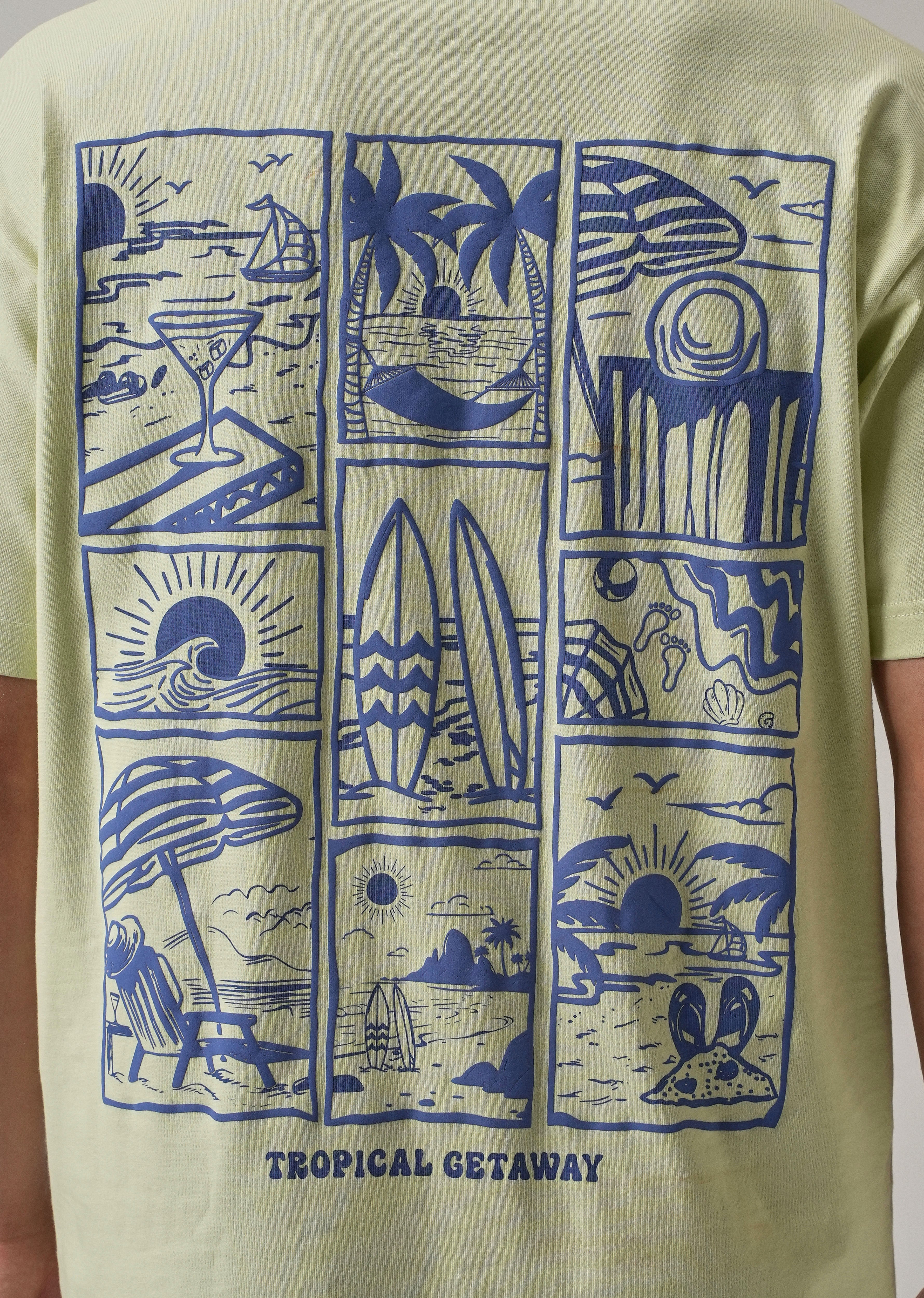 Light Green Back Printed Oversized T-Shirt - Image 5