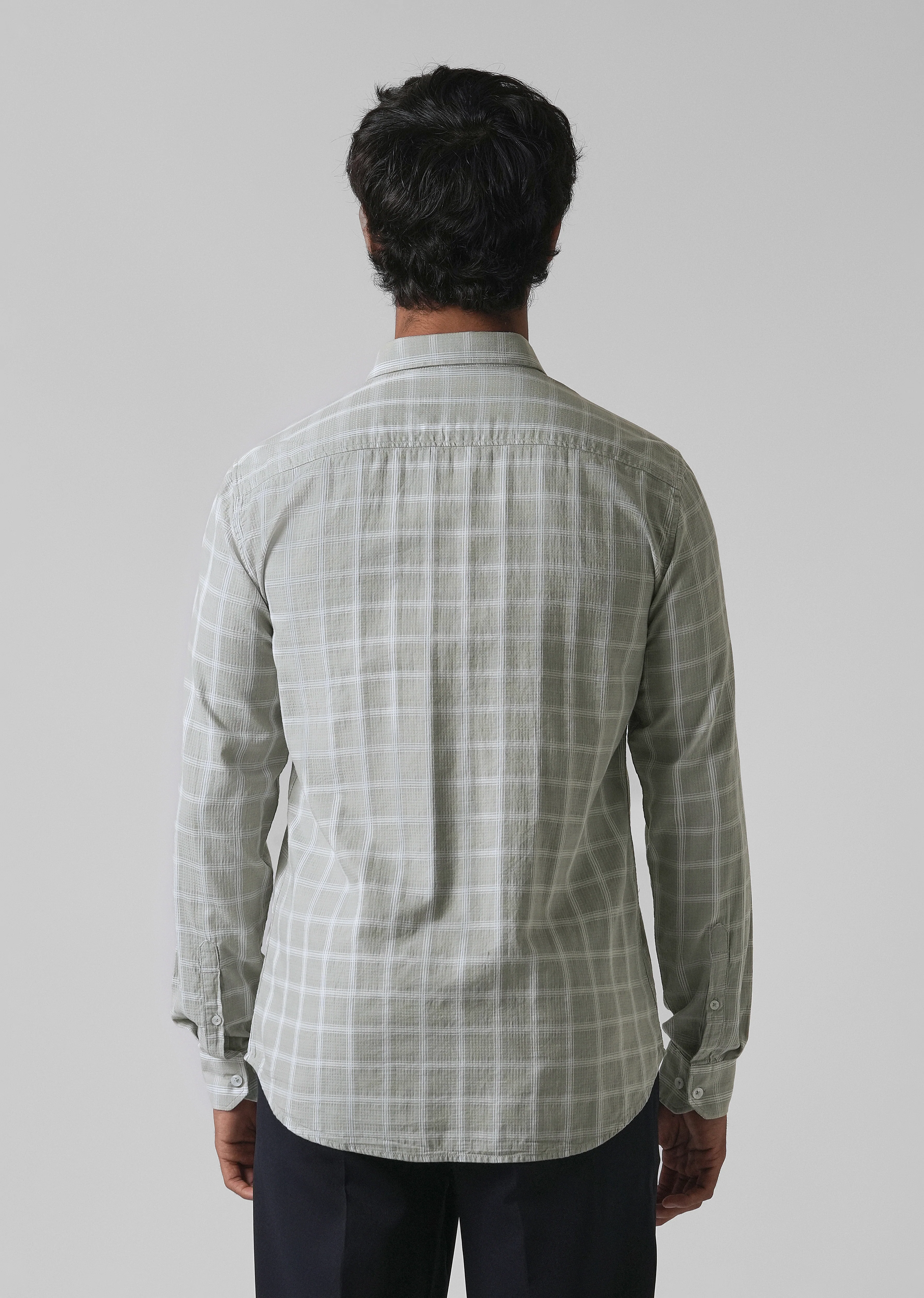 Light Green Cotton Check Shirt - Image 2