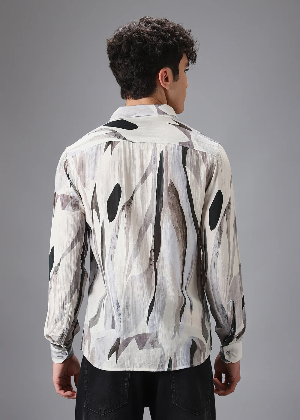 Light Green Leaf Crushed Printed Shirt - Image 4