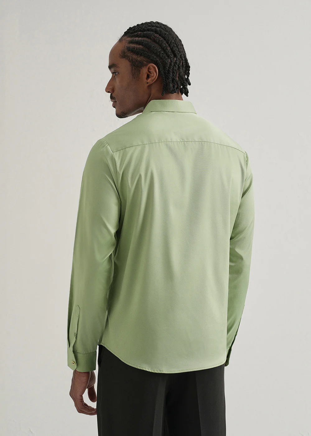 Light Green Plain Stitchless Placket Shirt - Image 4
