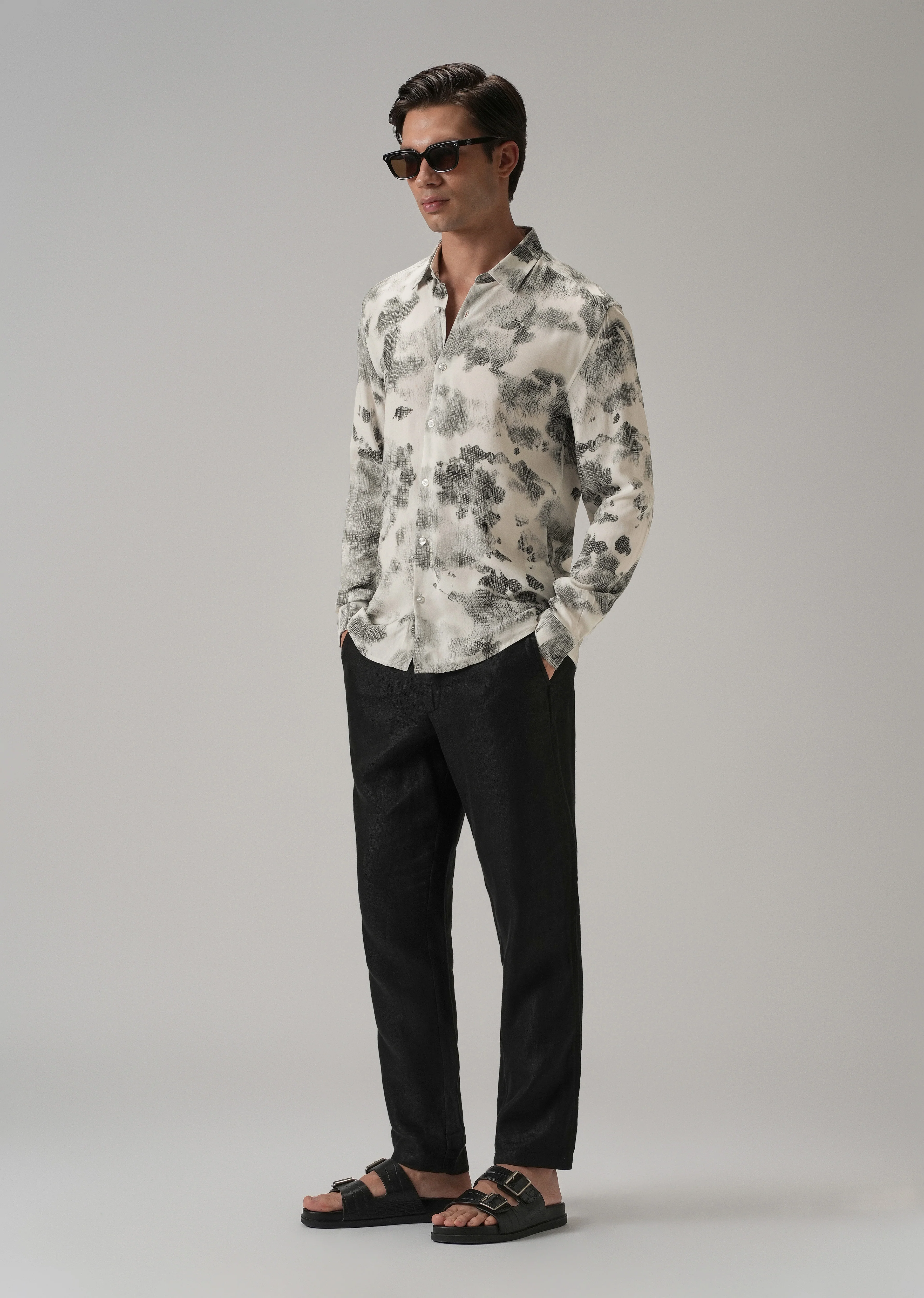 Light Grey Abstract Printed shirt - Image 6