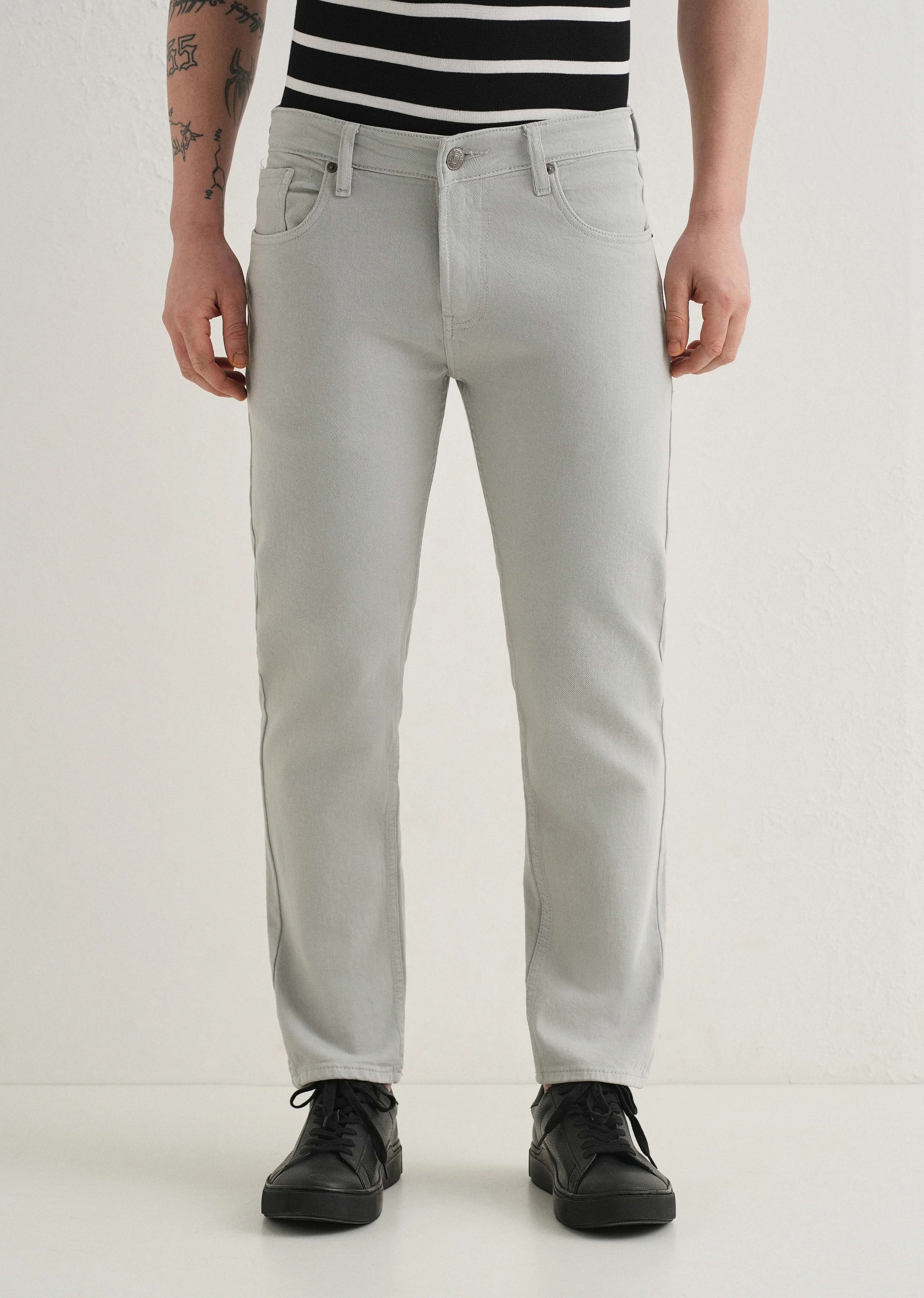 Light Grey Ankle Slim Fit Denim - Image 3