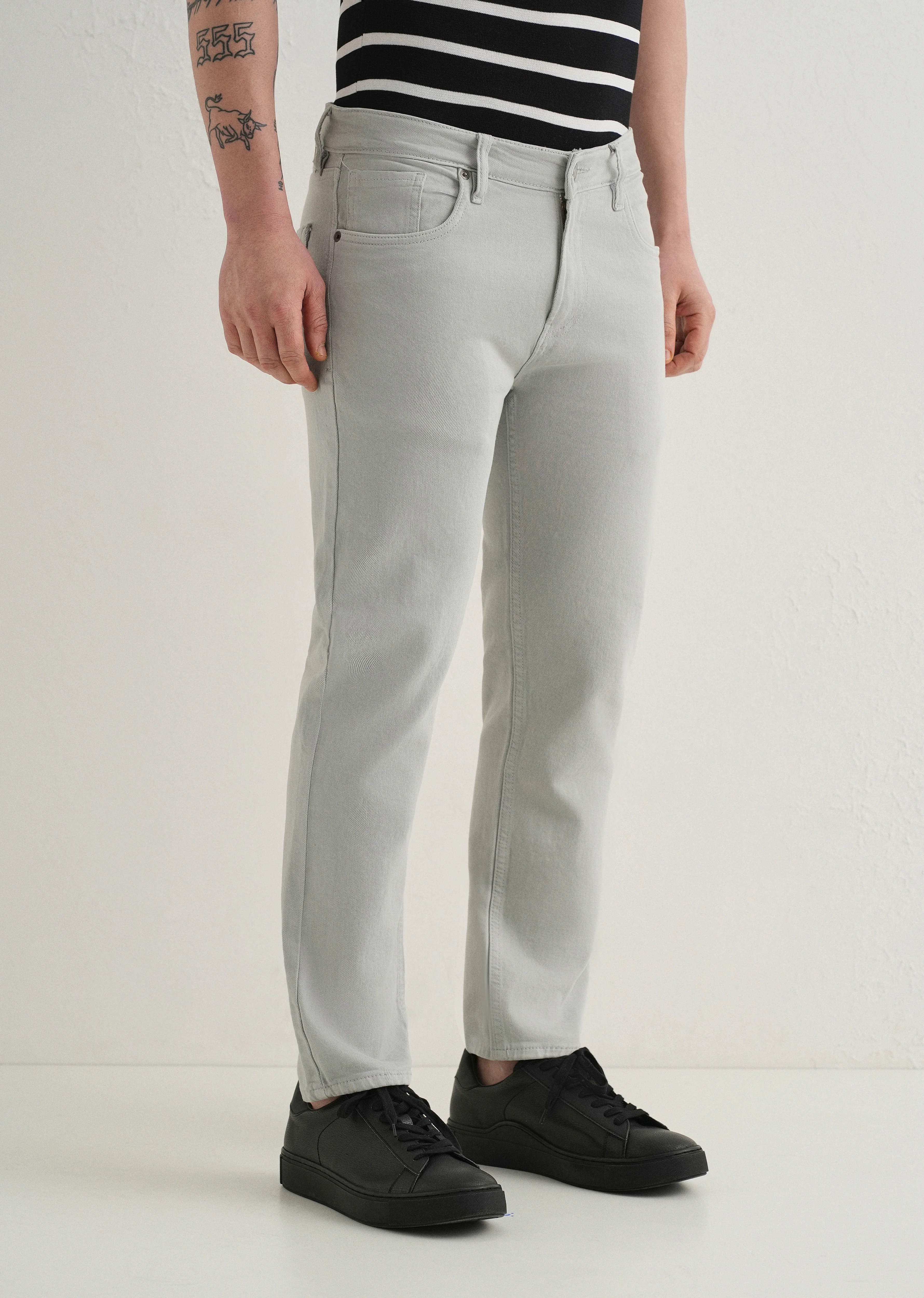 Light Grey Ankle Slim Fit Denim - Image 4