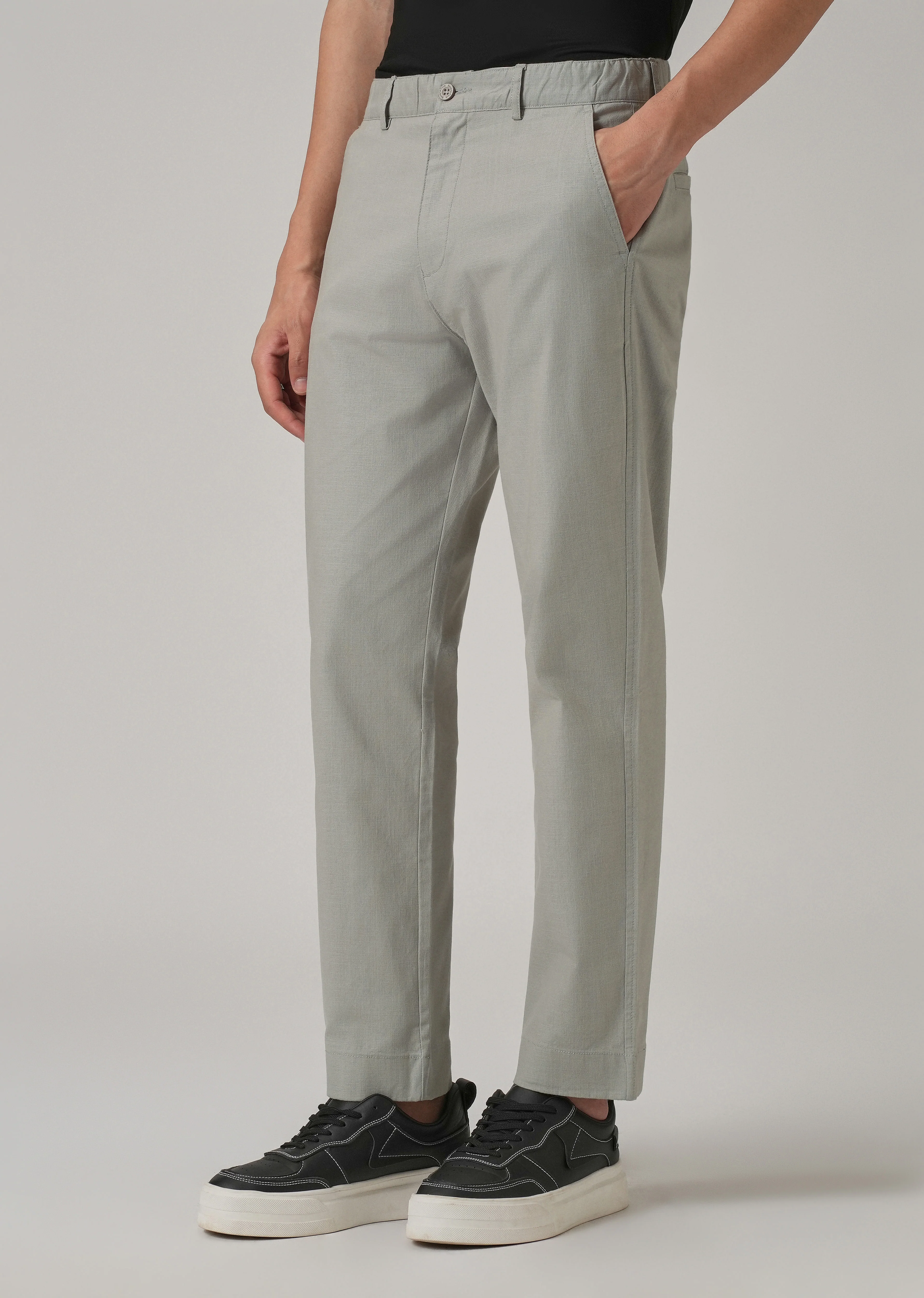 Light Grey Cotton Trouser - Image 4