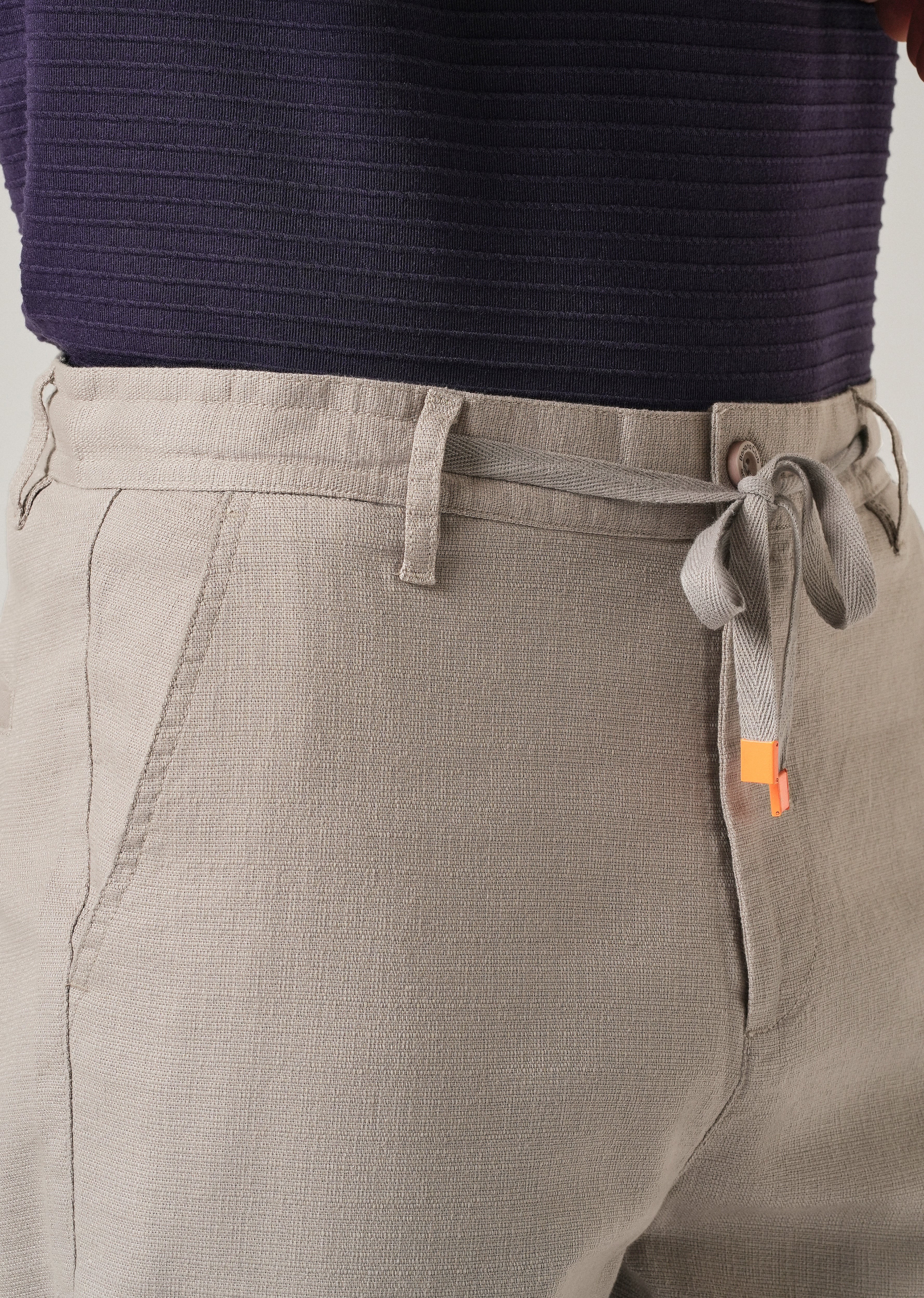 Light Grey Linen-Look Cotton Trousers - Image 5