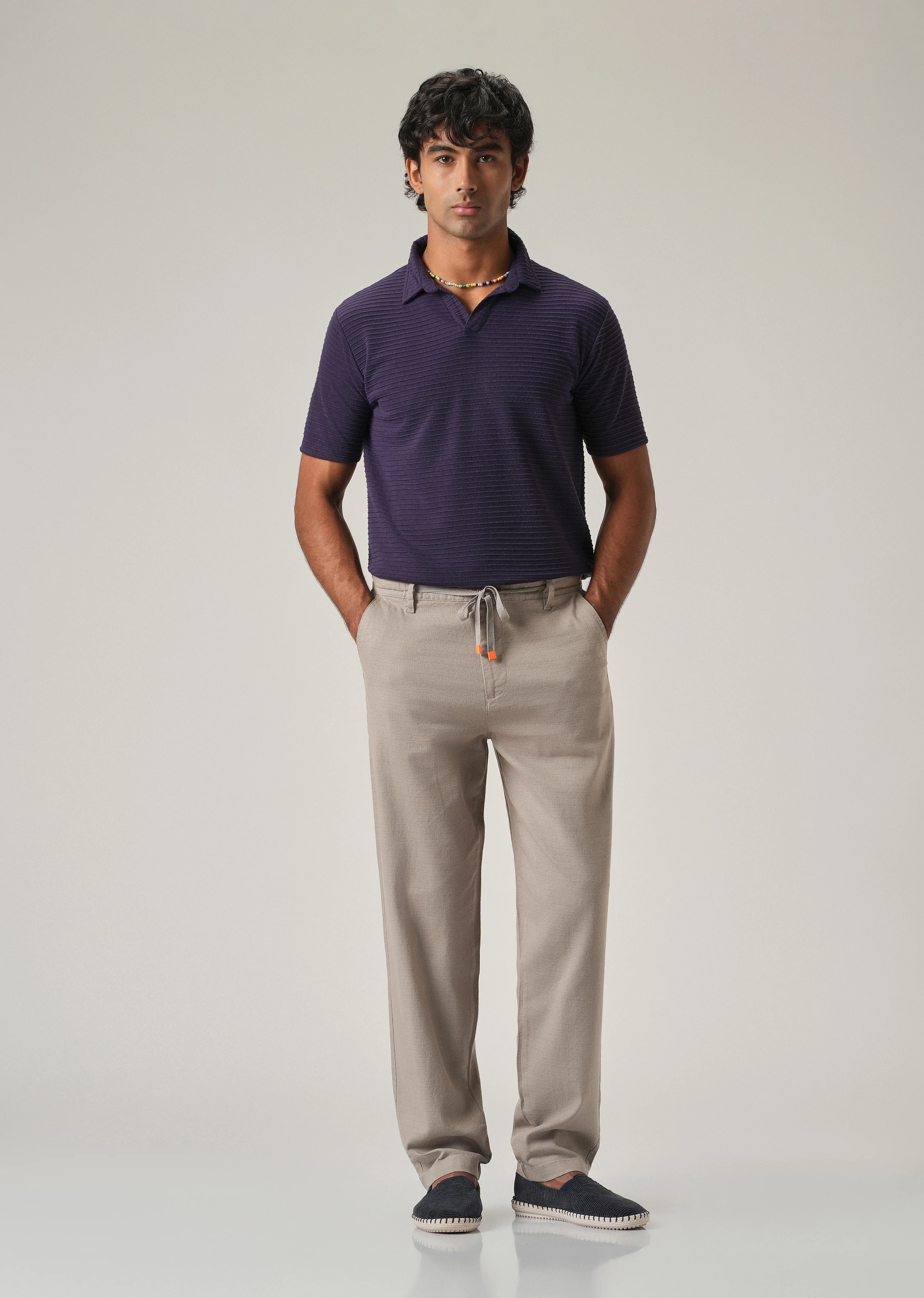 Light Grey Linen-Look Cotton Trousers - Image 6