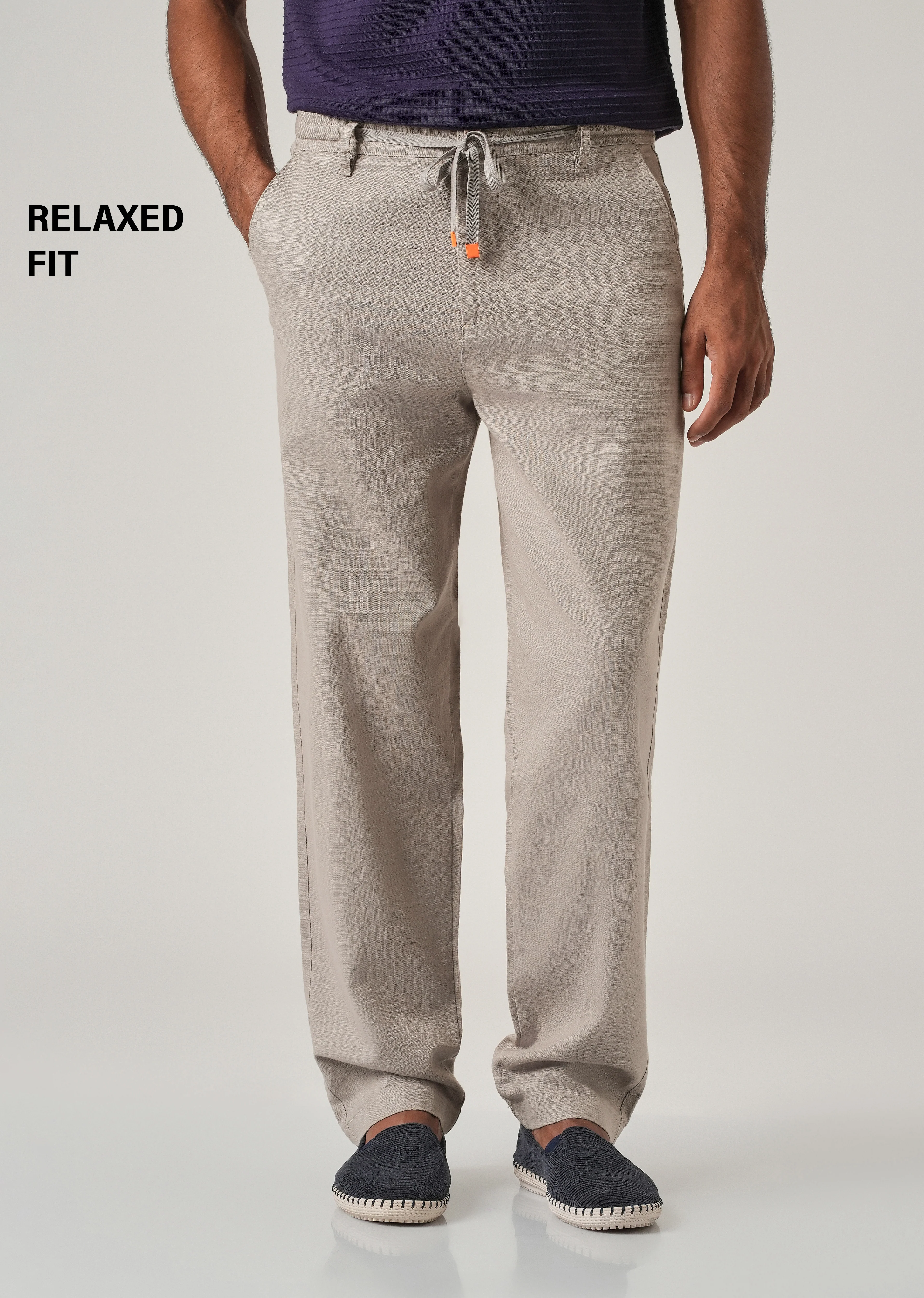Light Grey Linen-Look Cotton Trousers - Image 7