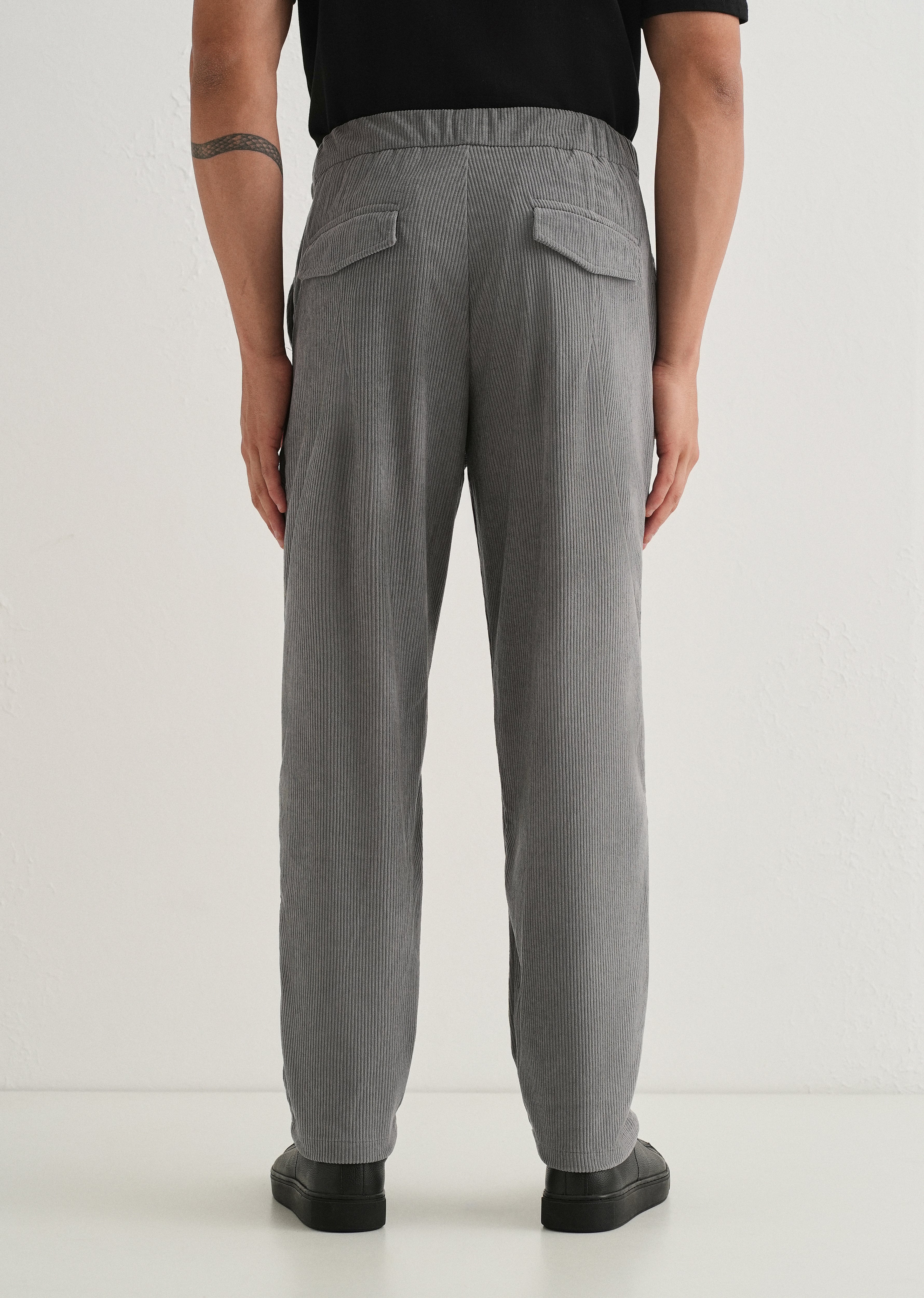Light Grey Drawstring Corduroy Pant - Image 2