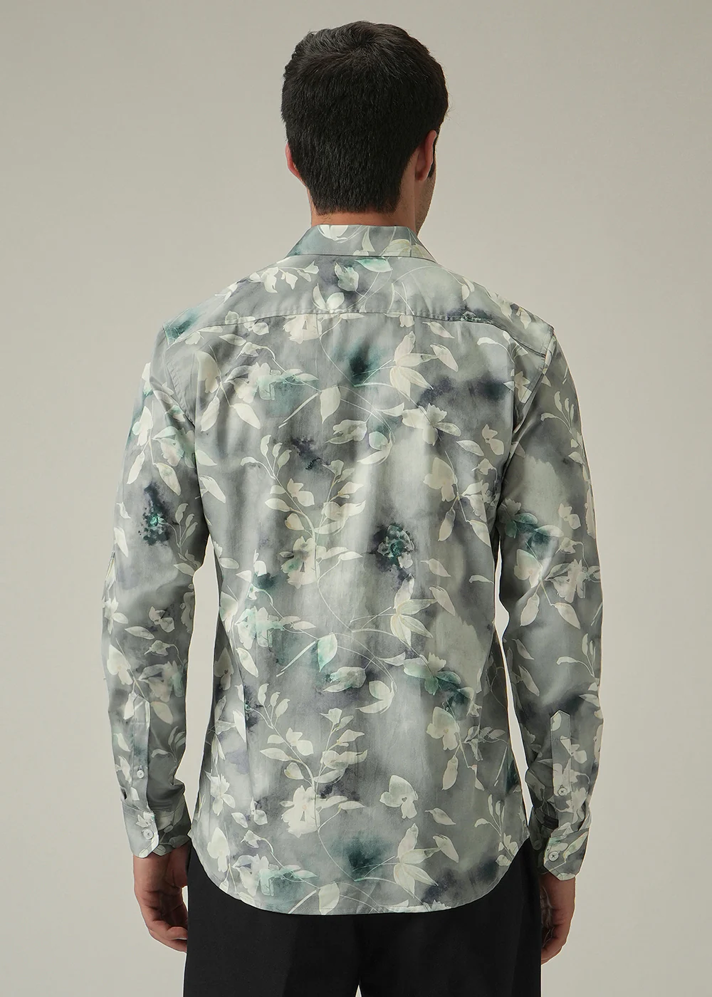 Light Grey Floral Print Shirt - Image 2