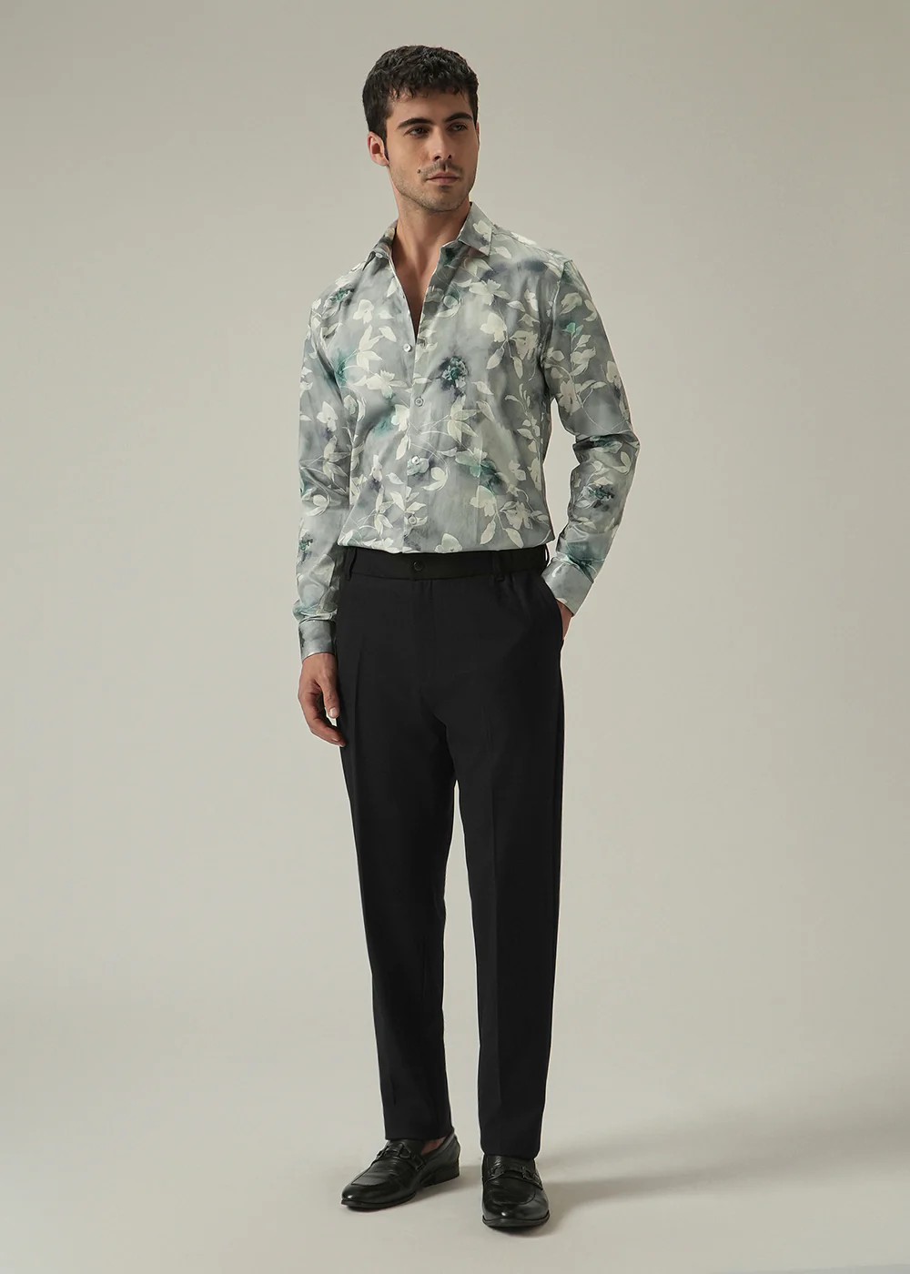 Light Grey Floral Print Shirt - Image 6