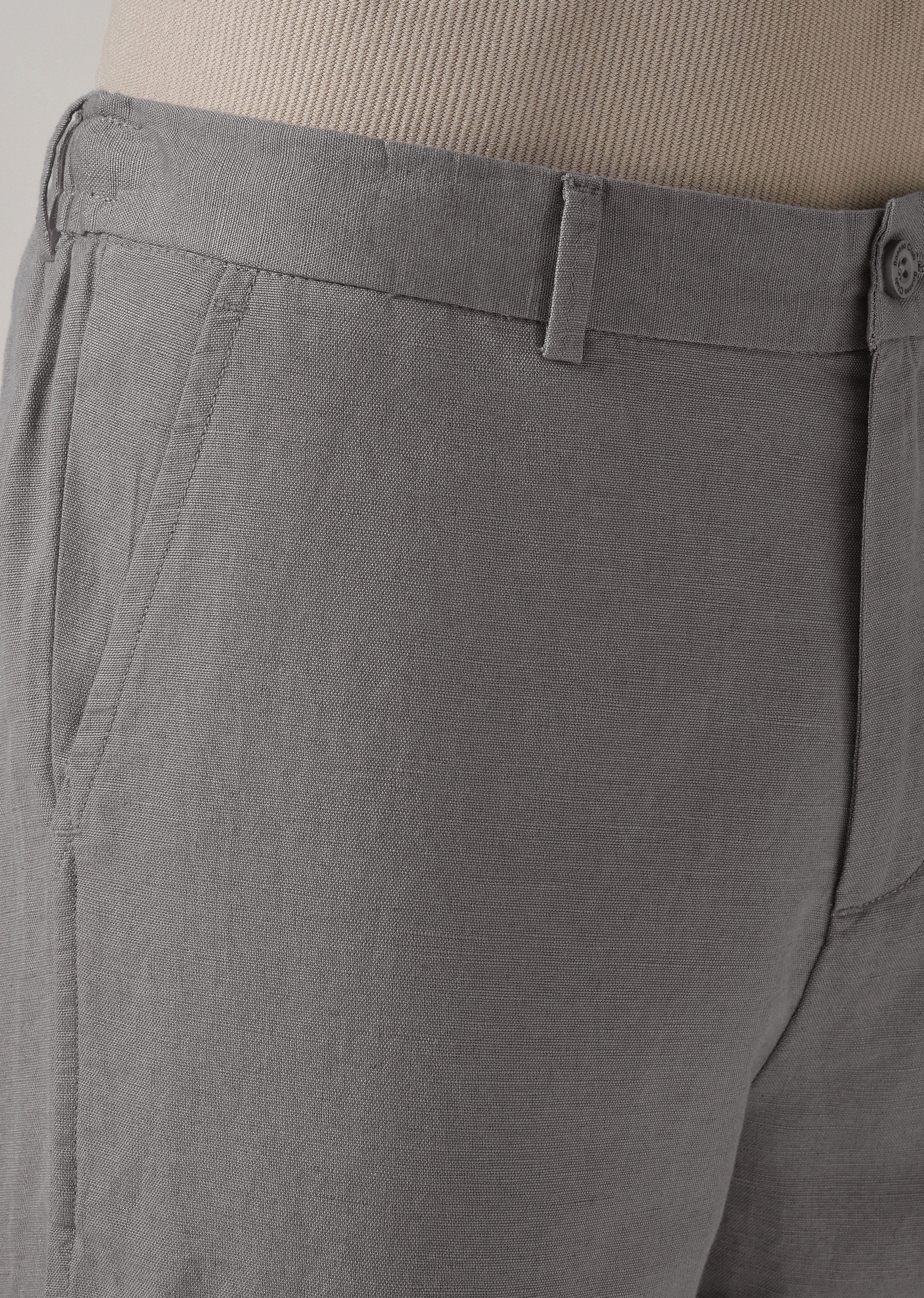 Light Grey Linen Relaxed Fit Trouser - Image 5