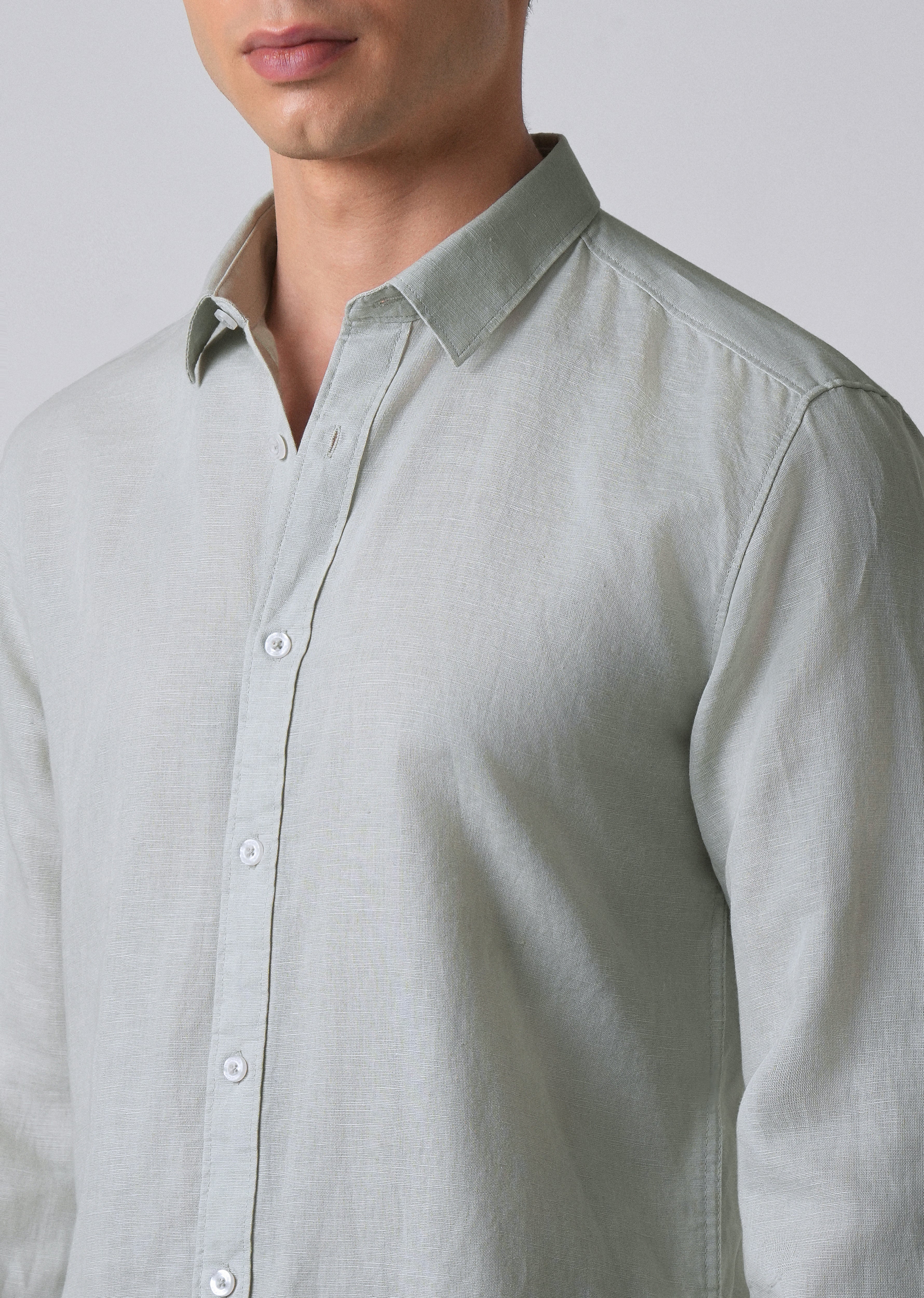 Light Grey Linen Shirt - Image 5