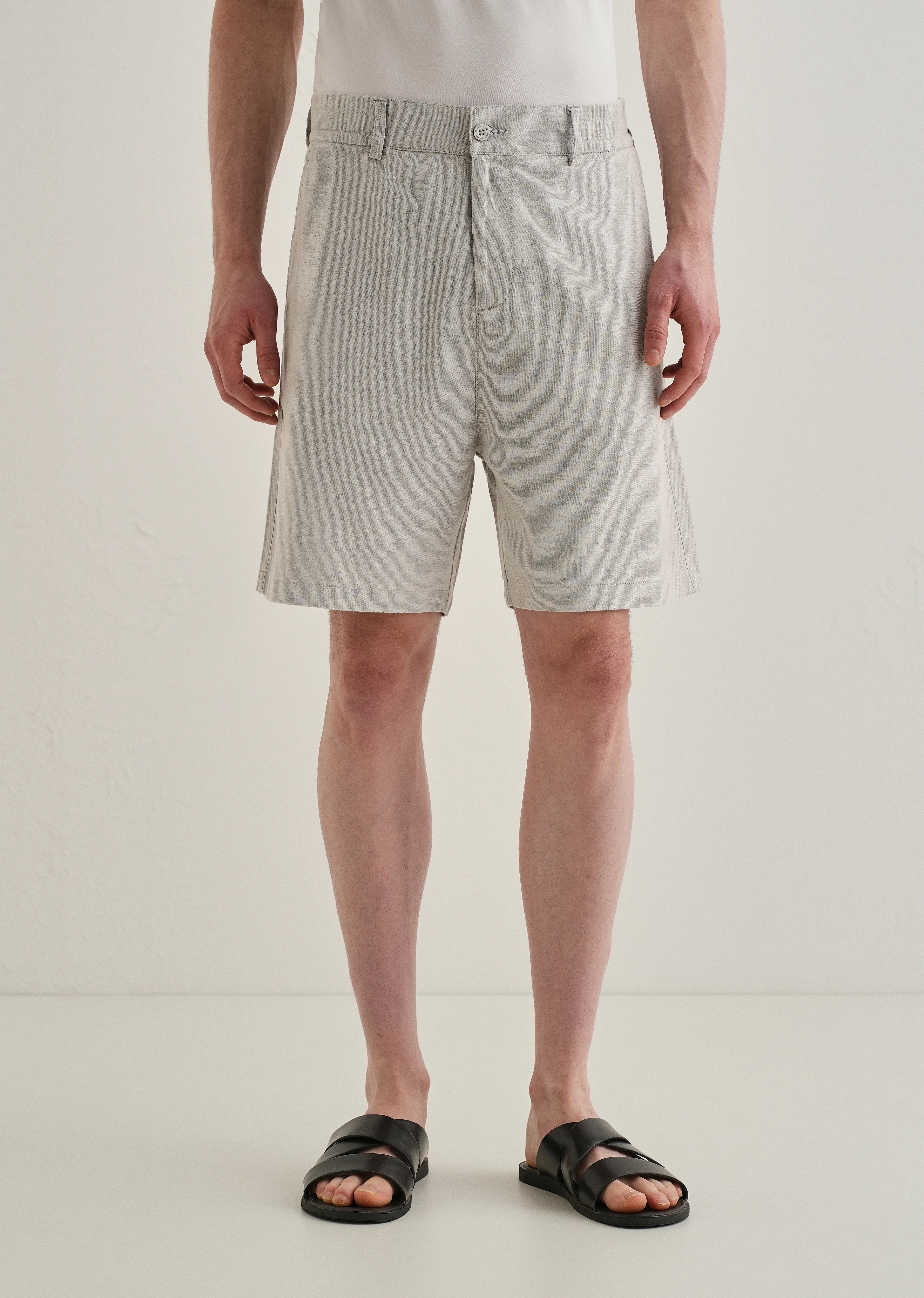 Light Grey Linen Shorts - Image 3