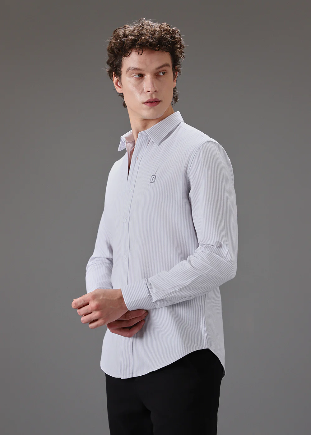Light Grey Pin Stripe Shirt - Image 5