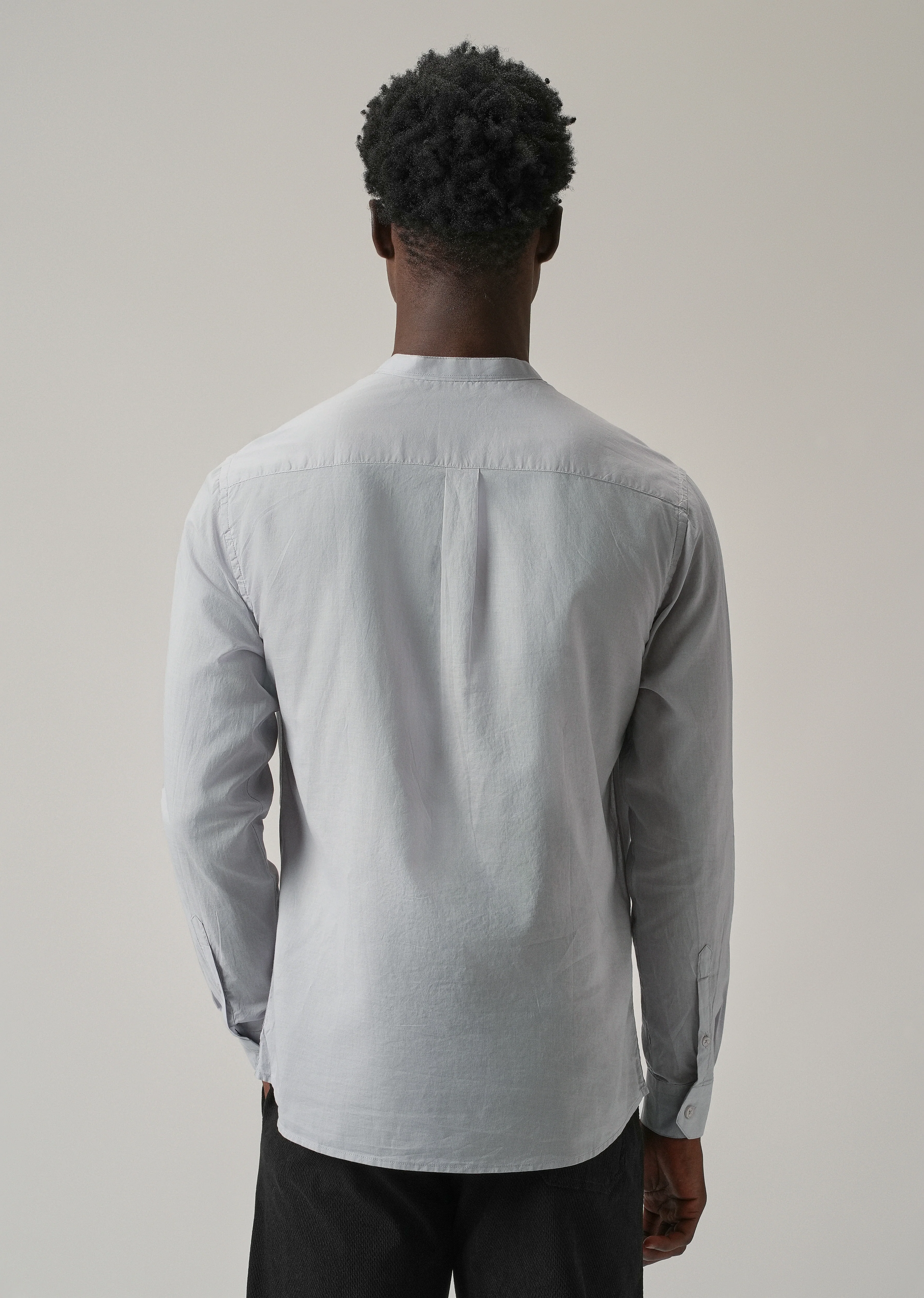 Light Grey Plain Cotton Shirt - Image 2