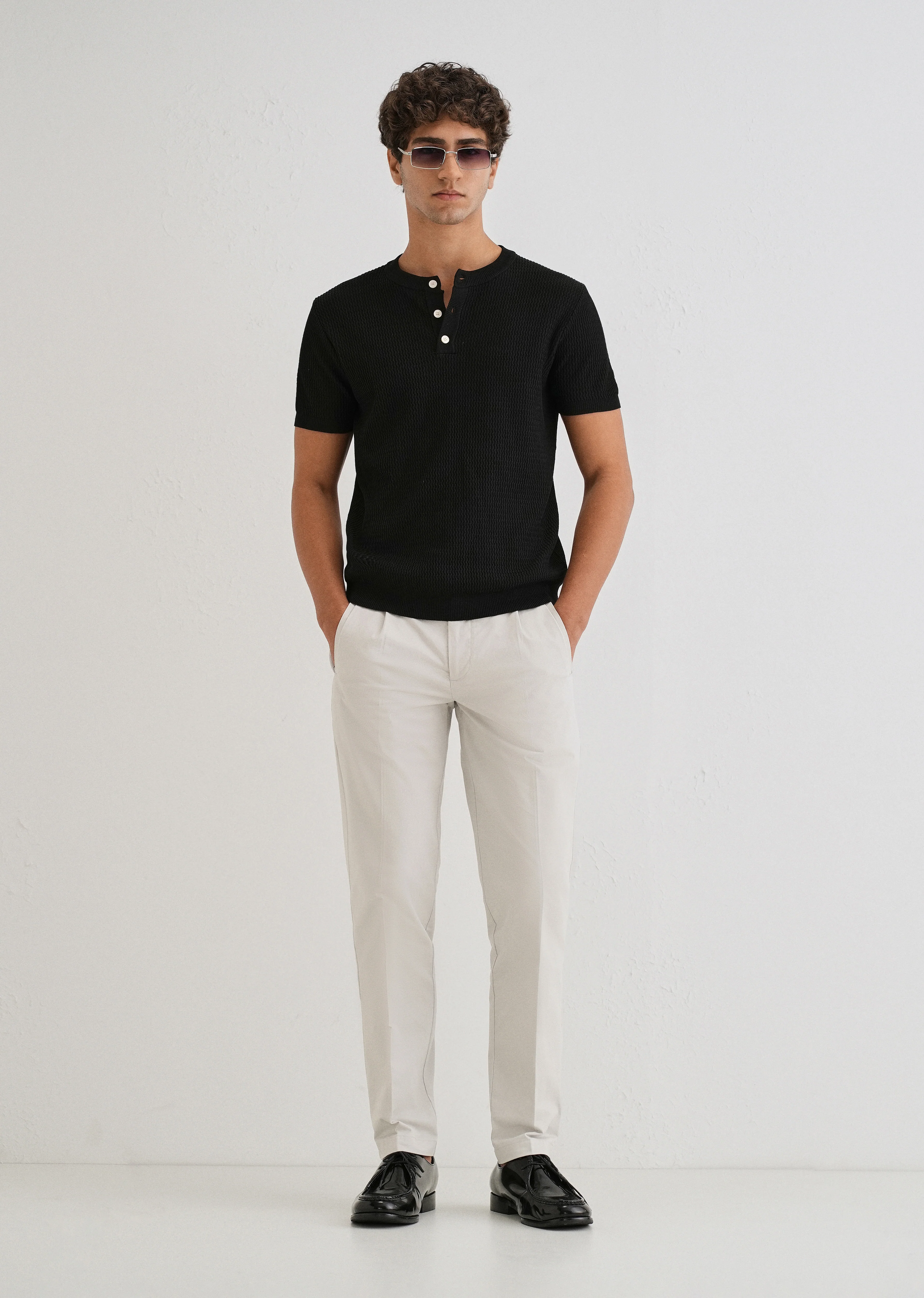 Light Grey Plain Pleated Chinos - Image 6