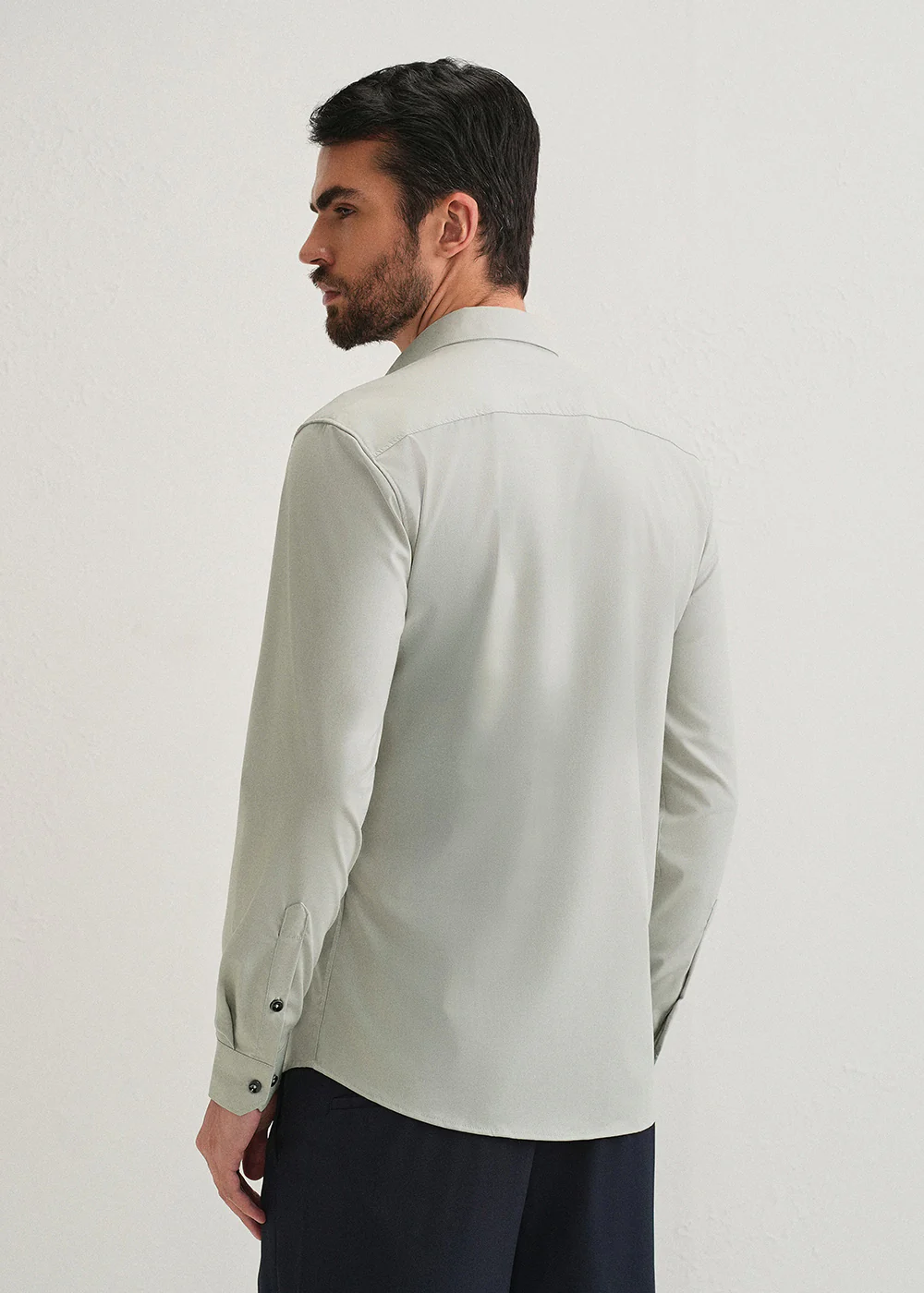Light Grey Plain Wrinkle Free Shirt - Image 2