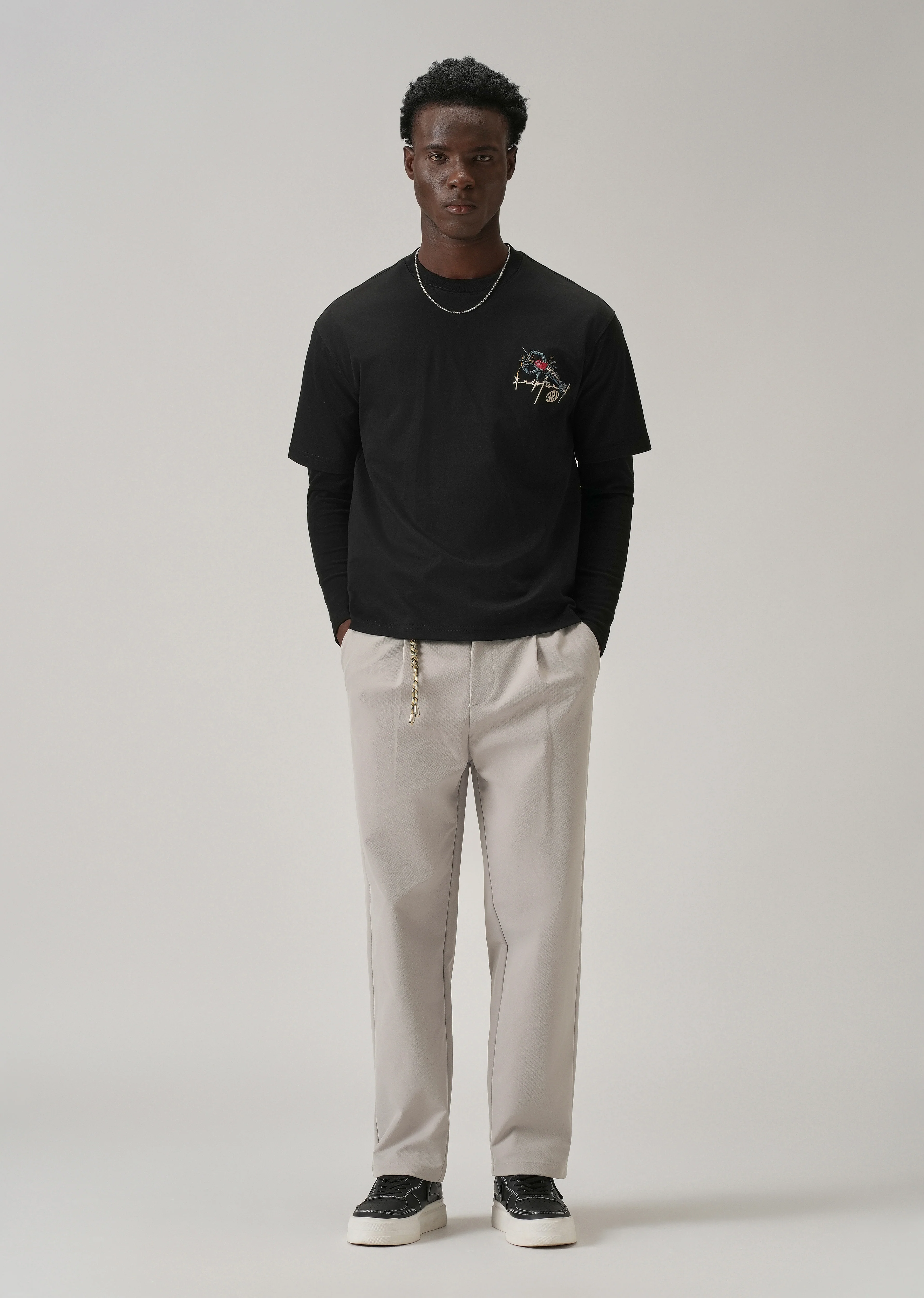 Light Grey Pleated Drawstring Pant - Image 6