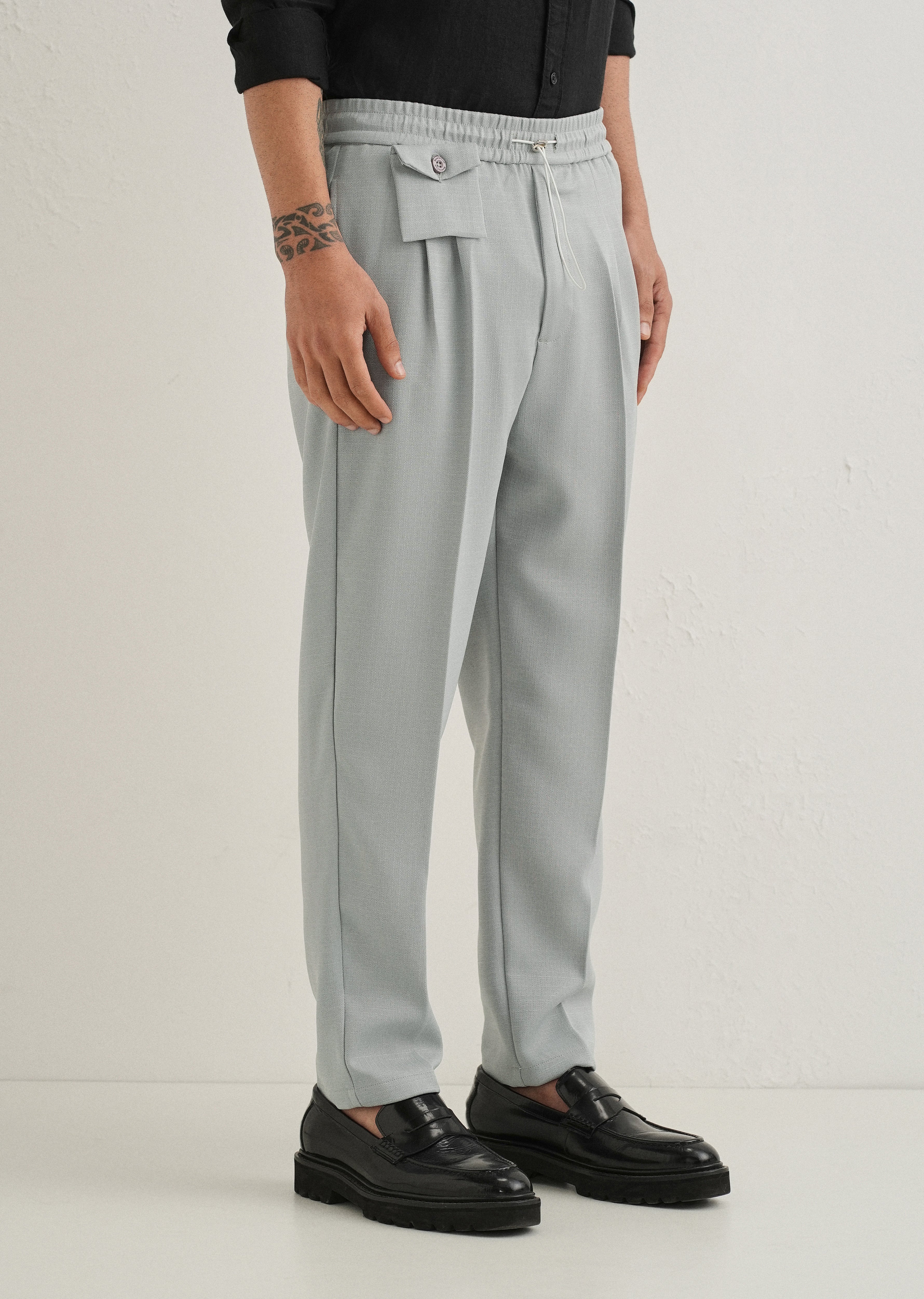 Light Grey Pleated Korean Pant - Image 4