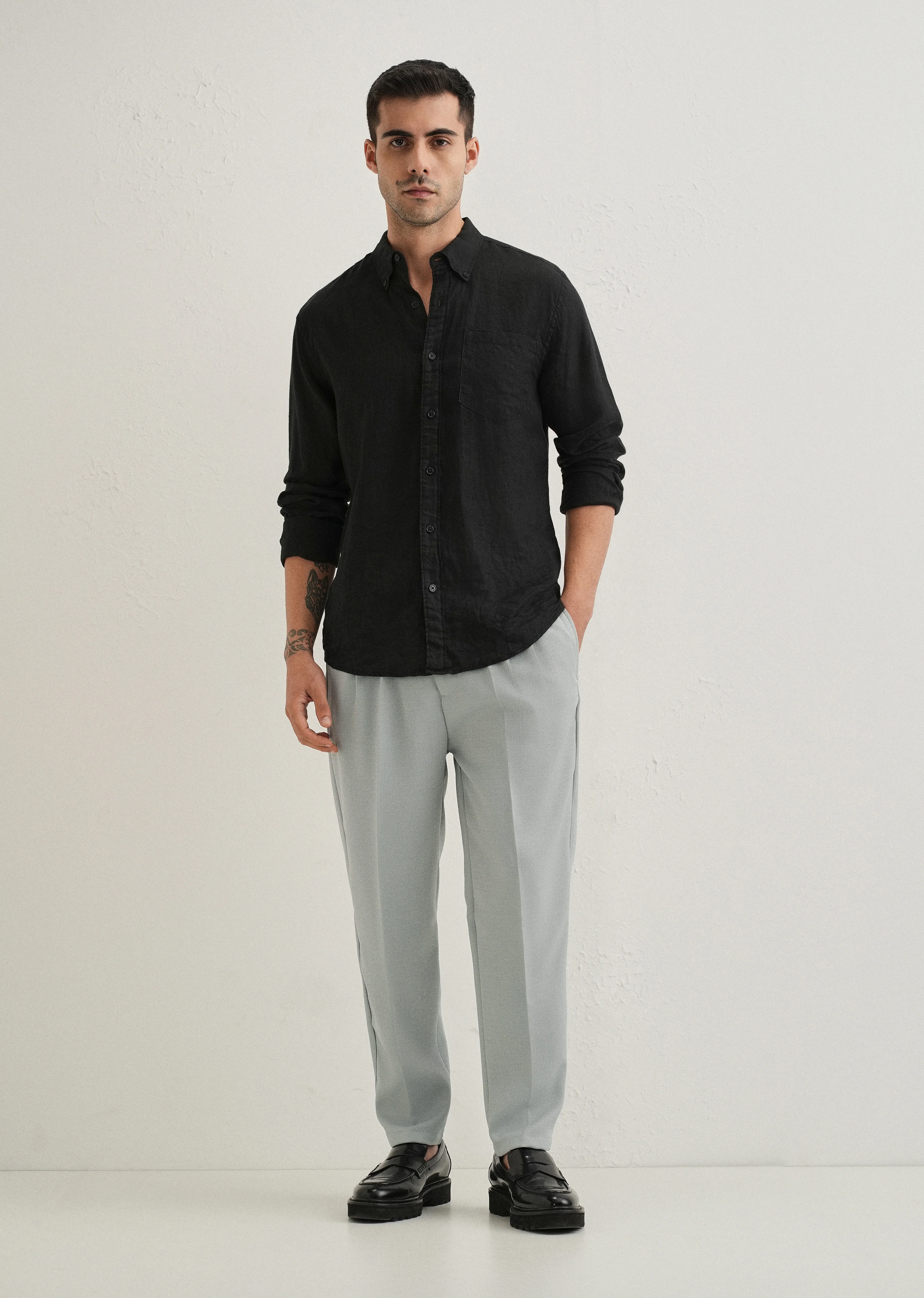 Light Grey Pleated Korean Pant - Image 6
