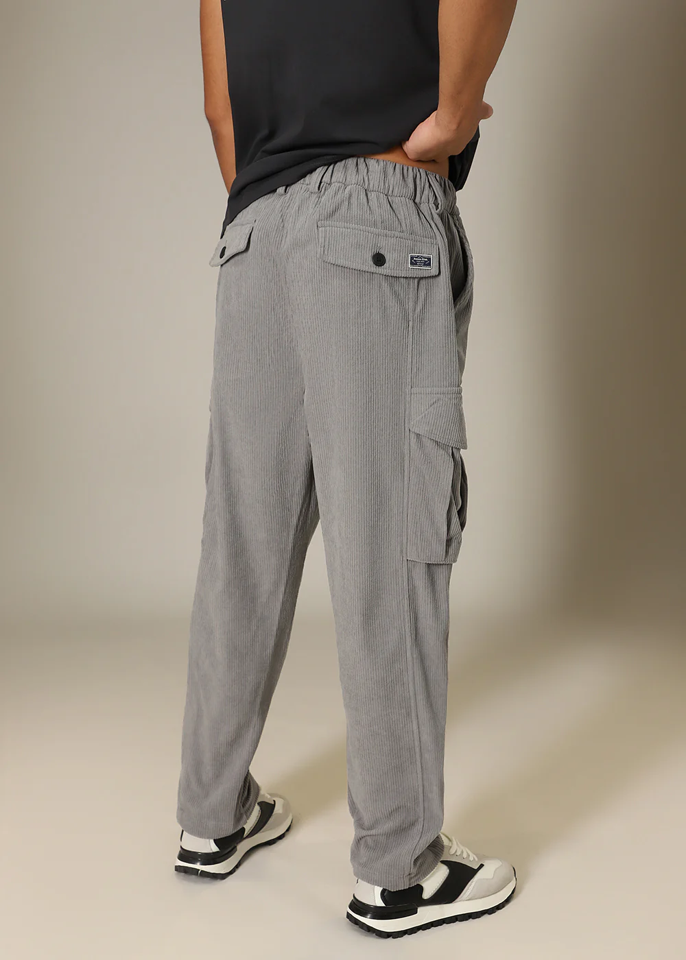 Light Grey Pocket Cargo Corduroy Pant - Image 4